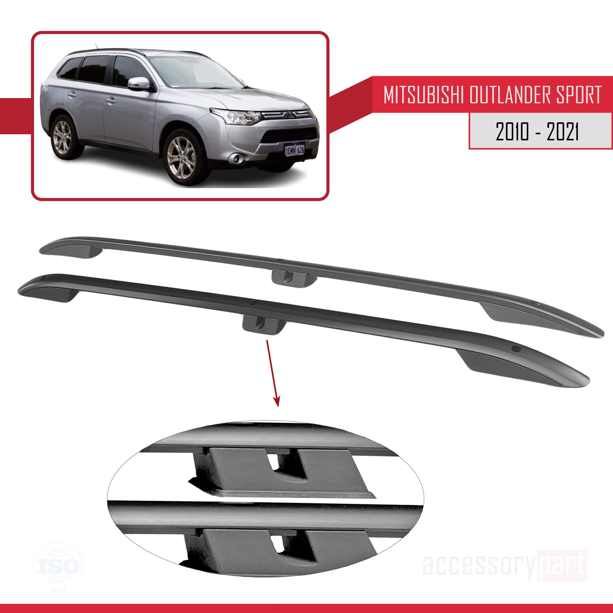Kompatibel mit Mitsubishi Outlander Sport (GA) 2010-2022 (Kurzer Radstand L1/H1) Dachreling Dachträger Gepäckträger Schwarz