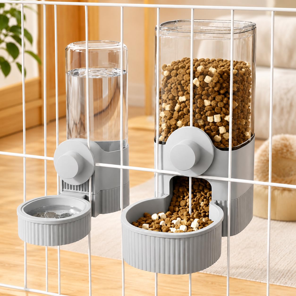 Distributore automatico di cibo e acqua per animali domestici, set di mangiatoia per conigli a gravità per gabbia, mangiatoia automatica per conigli, cincillà, ricci, gattini