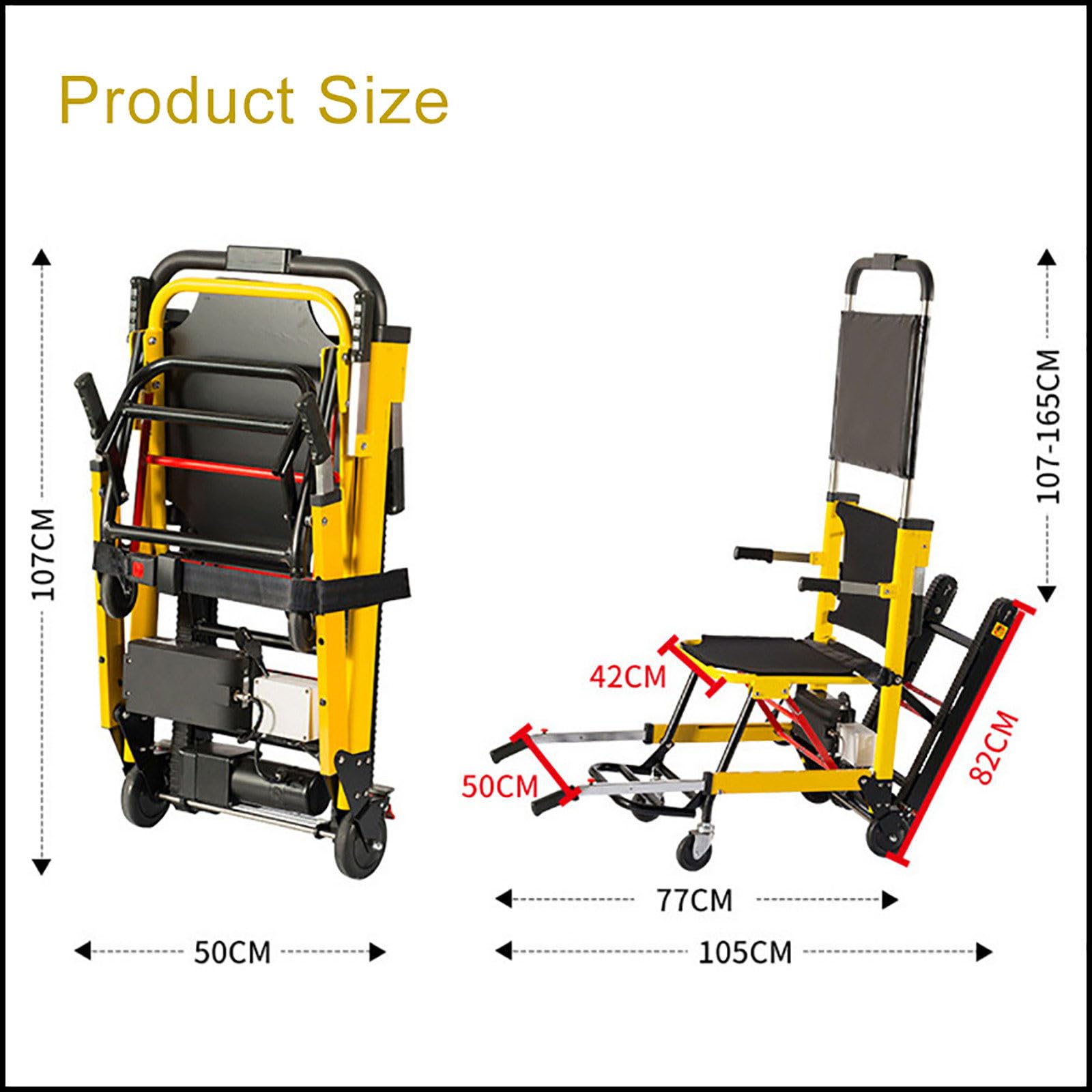 Scalatore Elettrico Cingolato - Capacità Di Carico: 353 Libbre, Sedia a Rotelle Manuale per Salire Le Scale per Anziani Disabili - Ausili per La Deambulazione Regolabili