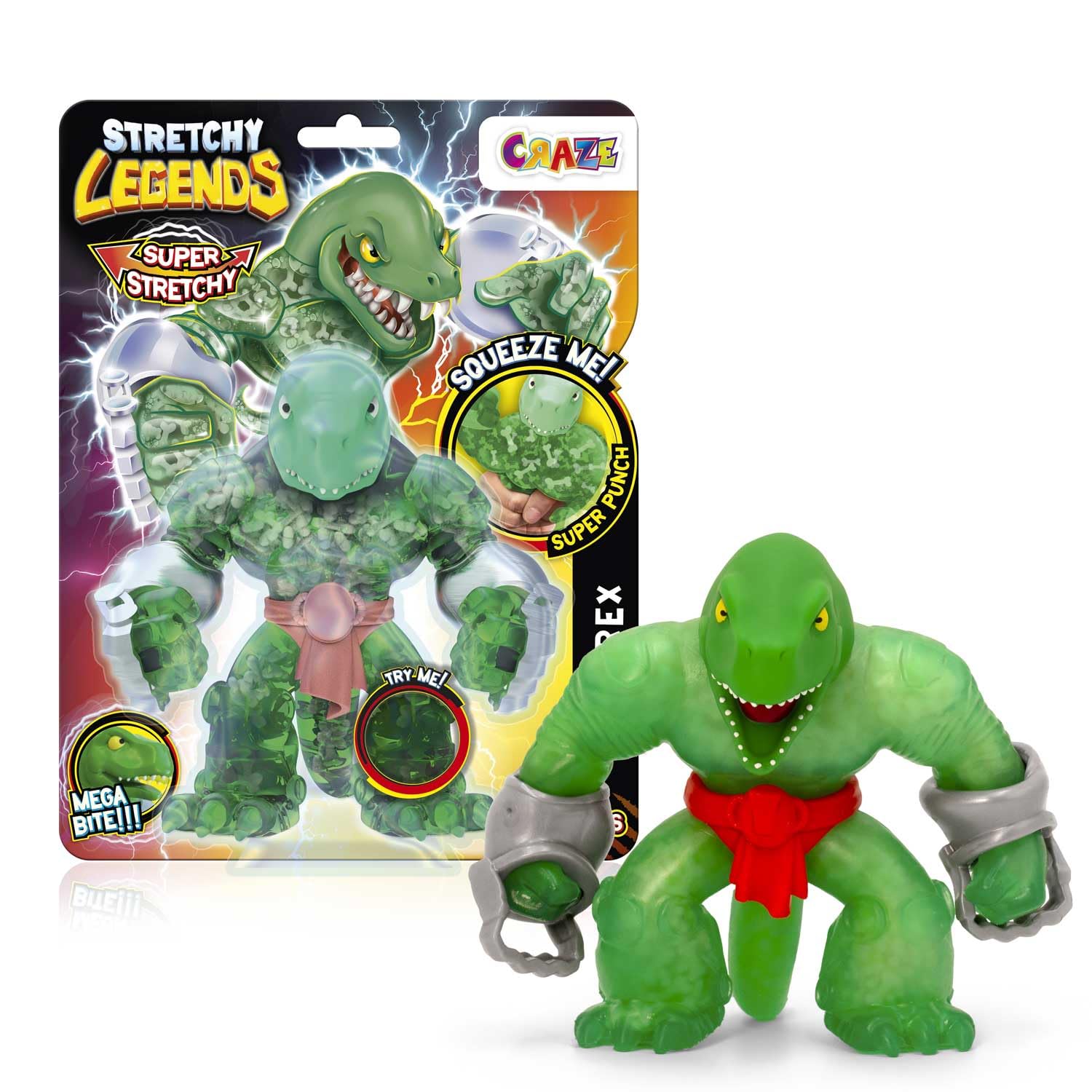 CRAZE Legends Stretchy Megarex - Figuras de acción elásticas para niños, Figuras elásticas de superhéroes para coleccionar con Relleno de moco