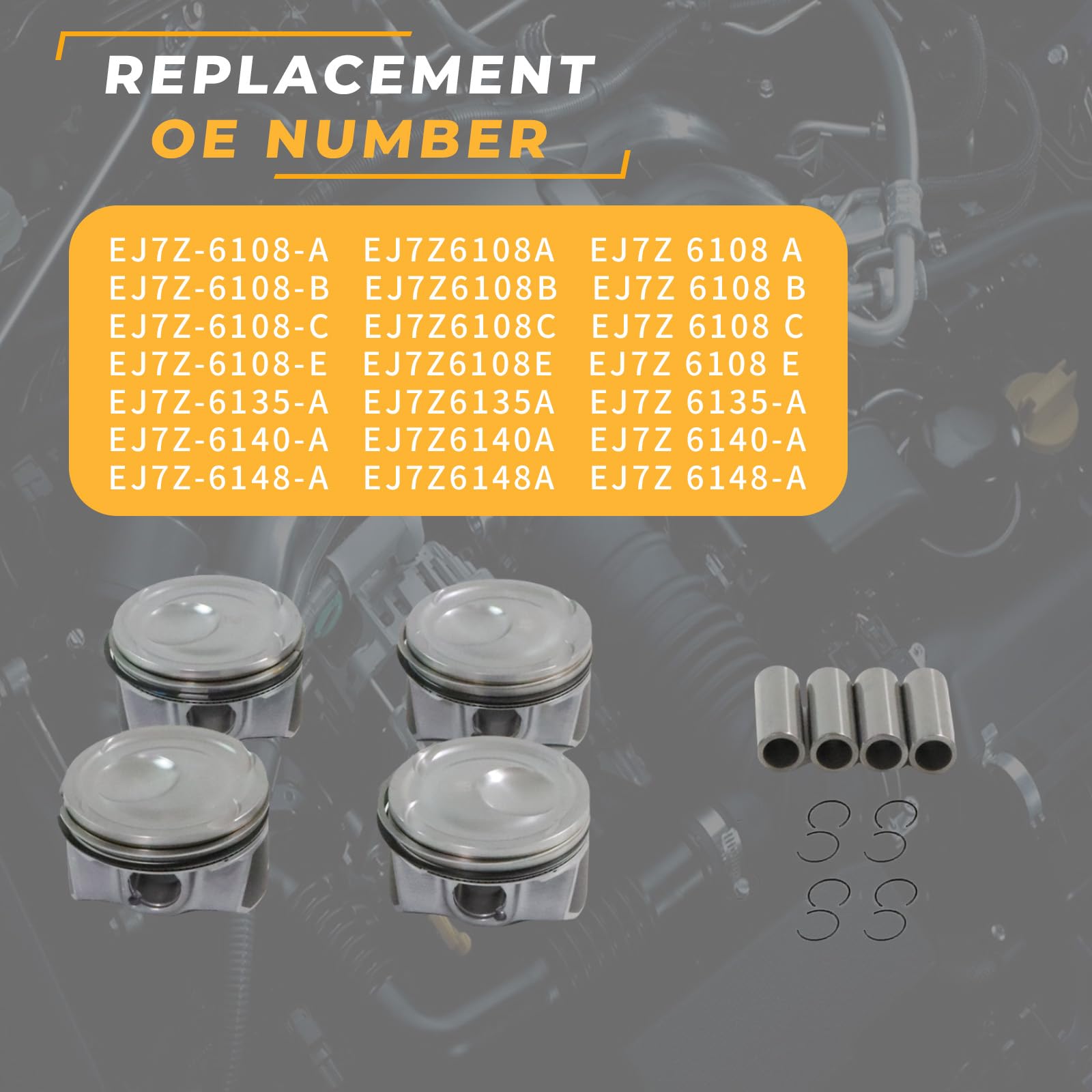 ZDKK 4pcs Piston & Rings Kit For 2017 Focus 2016-2018, Mustang 2015-2018, MKC 2015-2019, Replace OE EJ7Z6108A,EJ7Z6108B,EJ7Z6108C,EJ7Z6108E,EJ7Z6135A - View #5