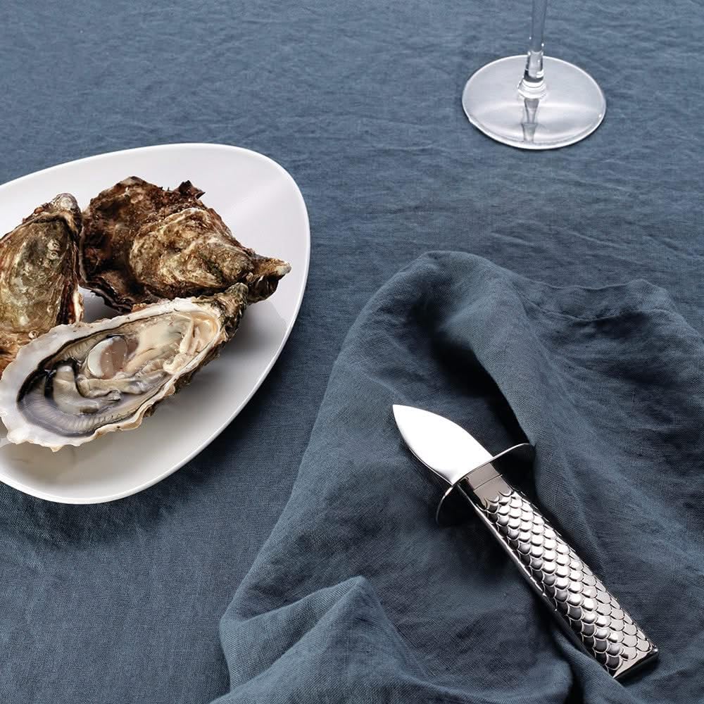 Alessi FM23/44 Colombina fish Austernmesser - Edelstahl 18/10 glänzend poliert. Klinge aus Stahl AISI 420., silber