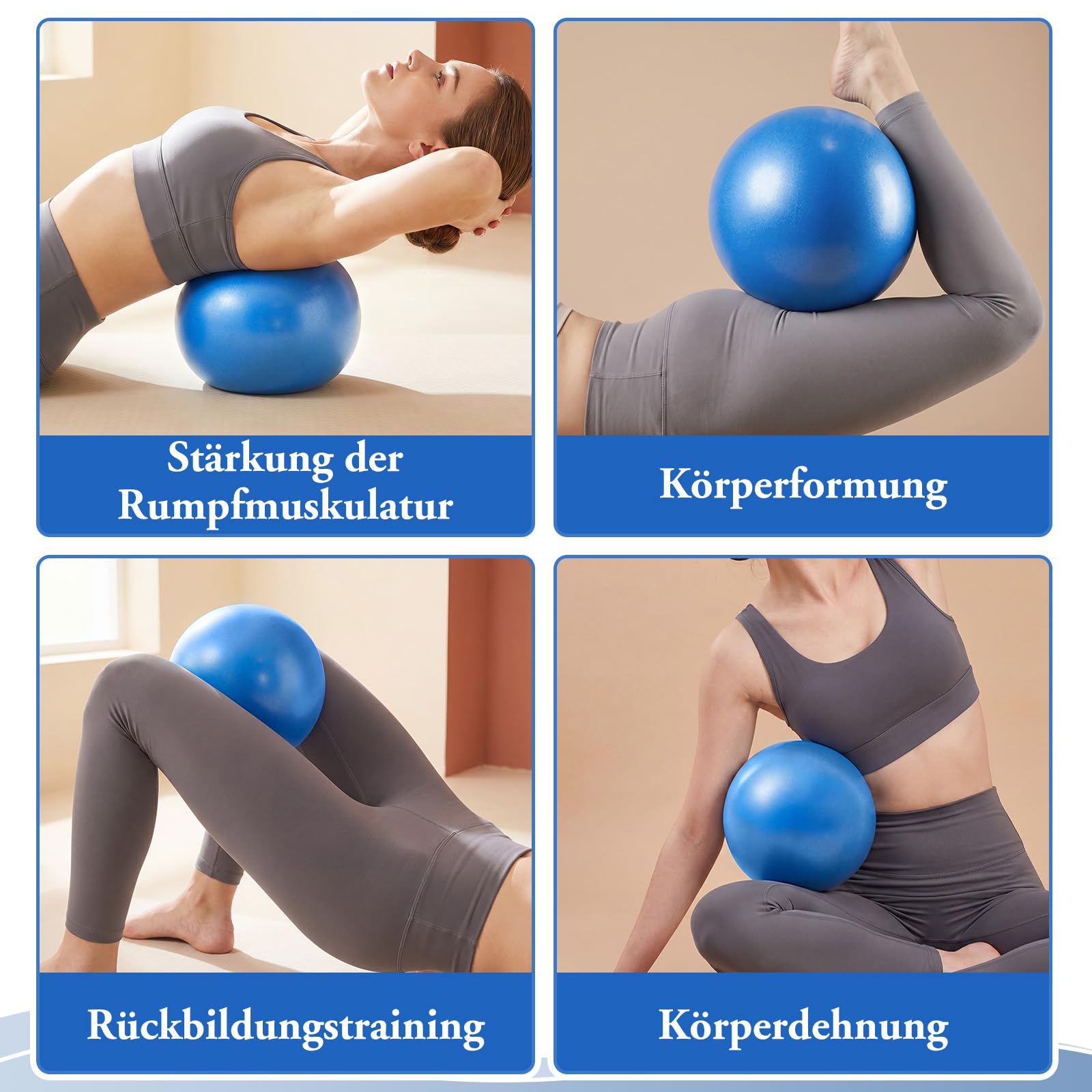 BBTO Palline da Pilates 25 cm Piccole Palline per Esercizi Antiscivolo Antideflagranti Ideali per Yoga Fitness Pilates Equilibrio e Fisioterapia