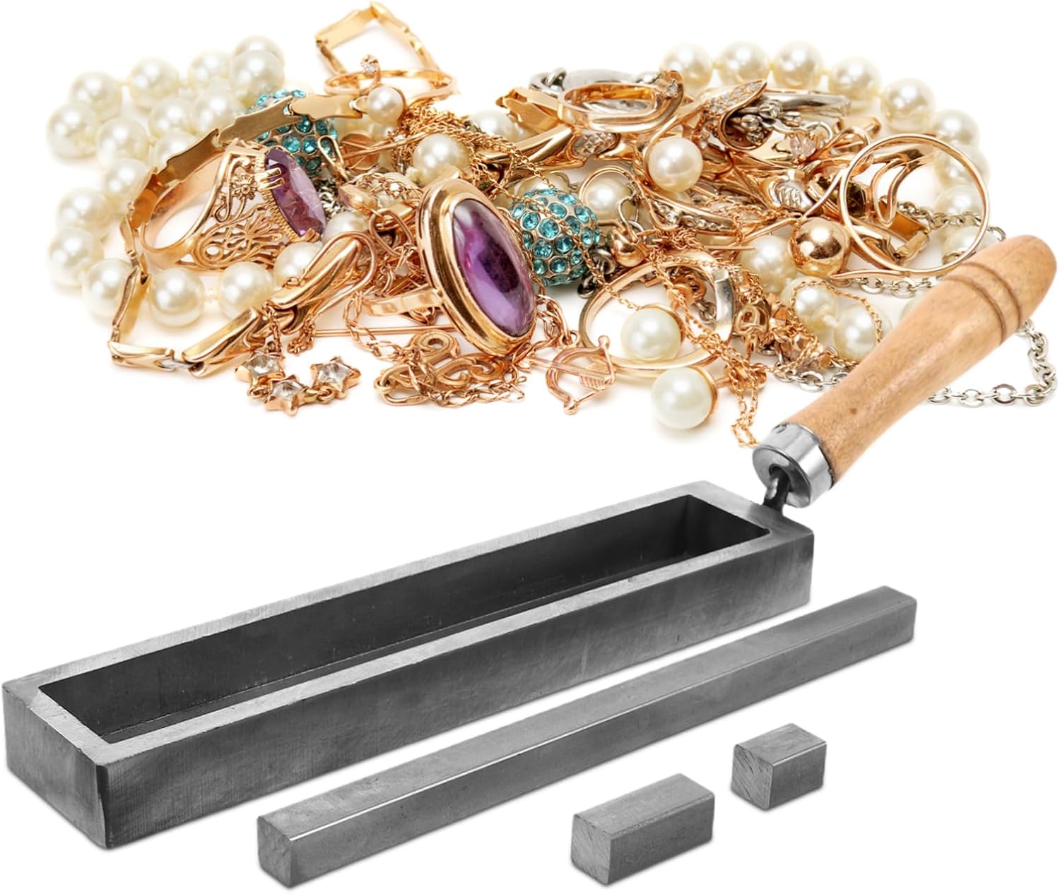 European Style Metal Ingot Mold Wooden Handle for Jewelry Making
