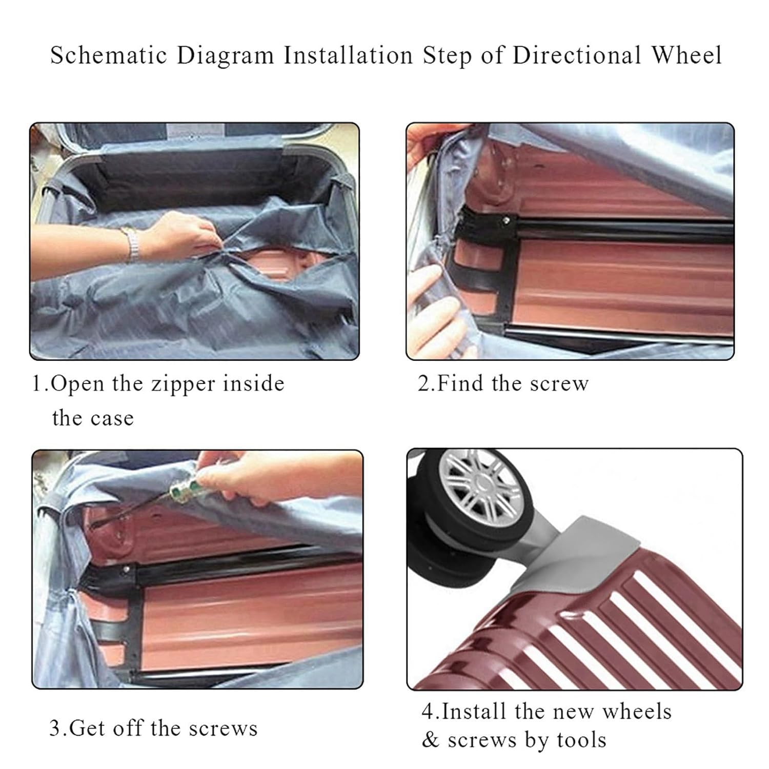 Universal Luggage Wheel, Swivel Replacement Travel Suitcase Wheels 2pcs Heavy Duty 2.2Inch Poly Plastic Castor Trolley Furniture Caster