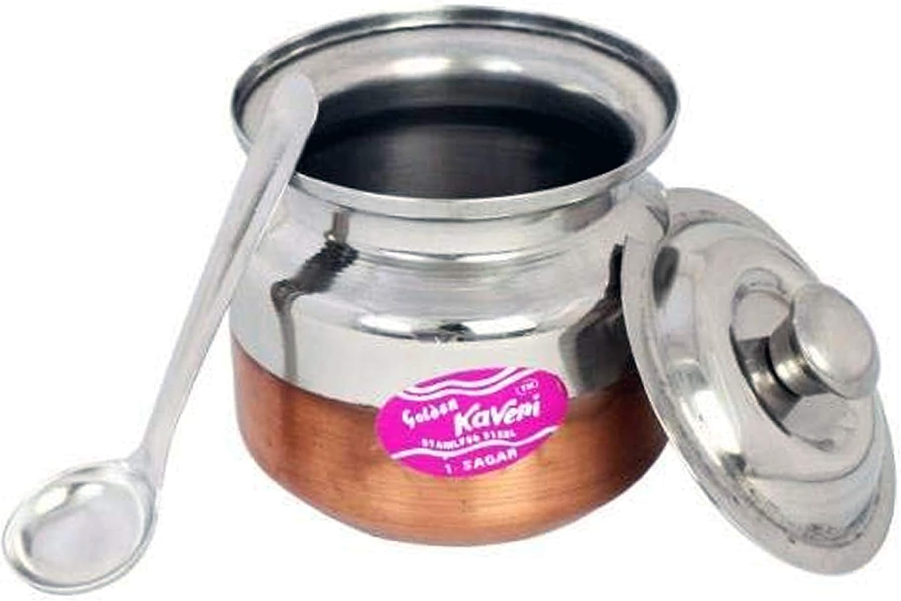 Kaveri Stainless Steel Copper Bottom Kitchen Storage Ghee Dani Oil Pot Container (Stainless Steel, 250 ML)