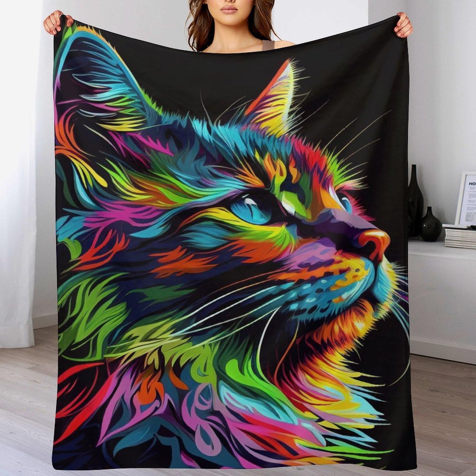Couverture polaire chat contre le froid hivernal avec flanelle isolante pour lit et canapé