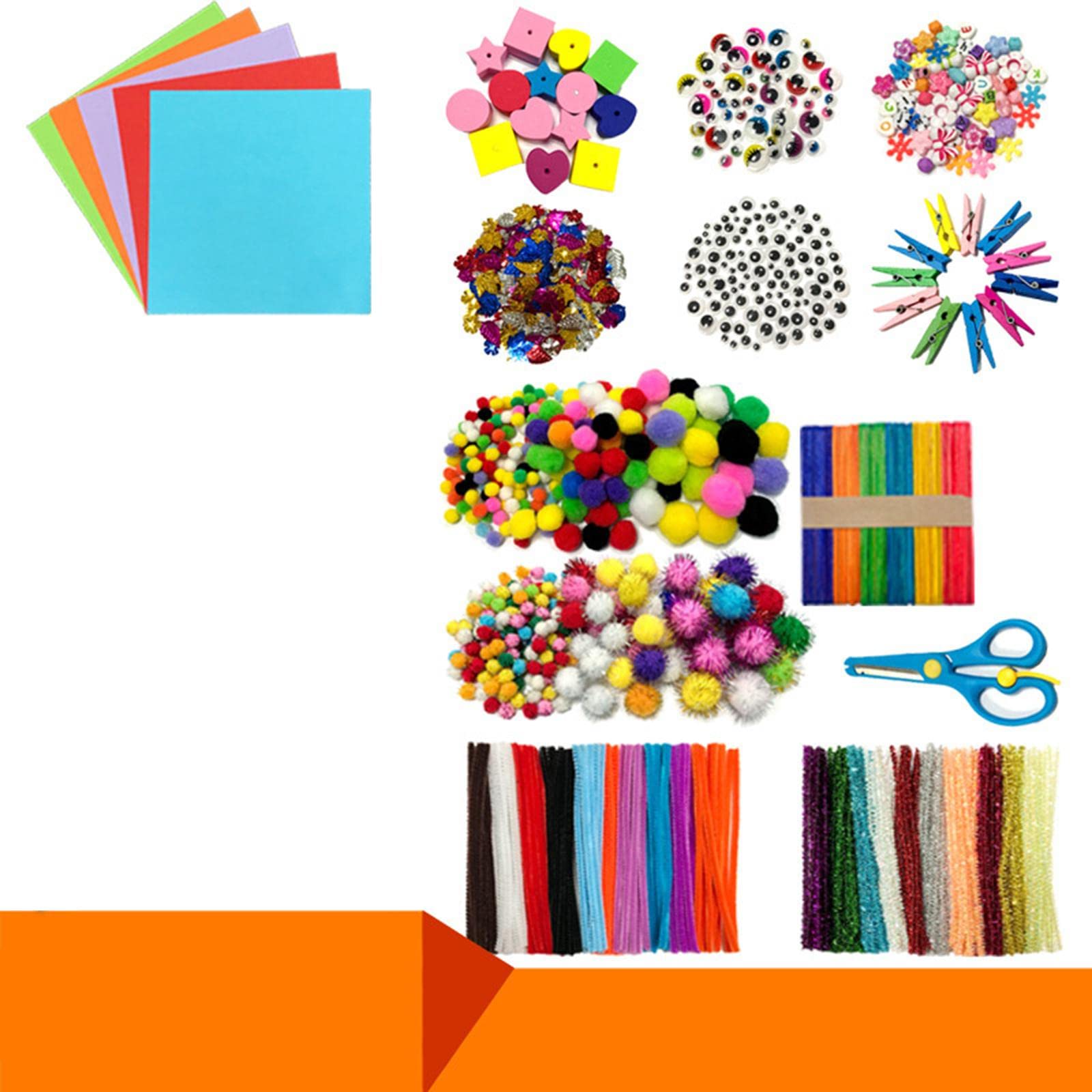 Qianly 1200 Stück Bastelset DIY Bastelmaterial Kinder Handarbeitsset Kreativset Kunsthandwerk Aus Plüsch für Talentförderung Heimdekoration, Mehrfarbig