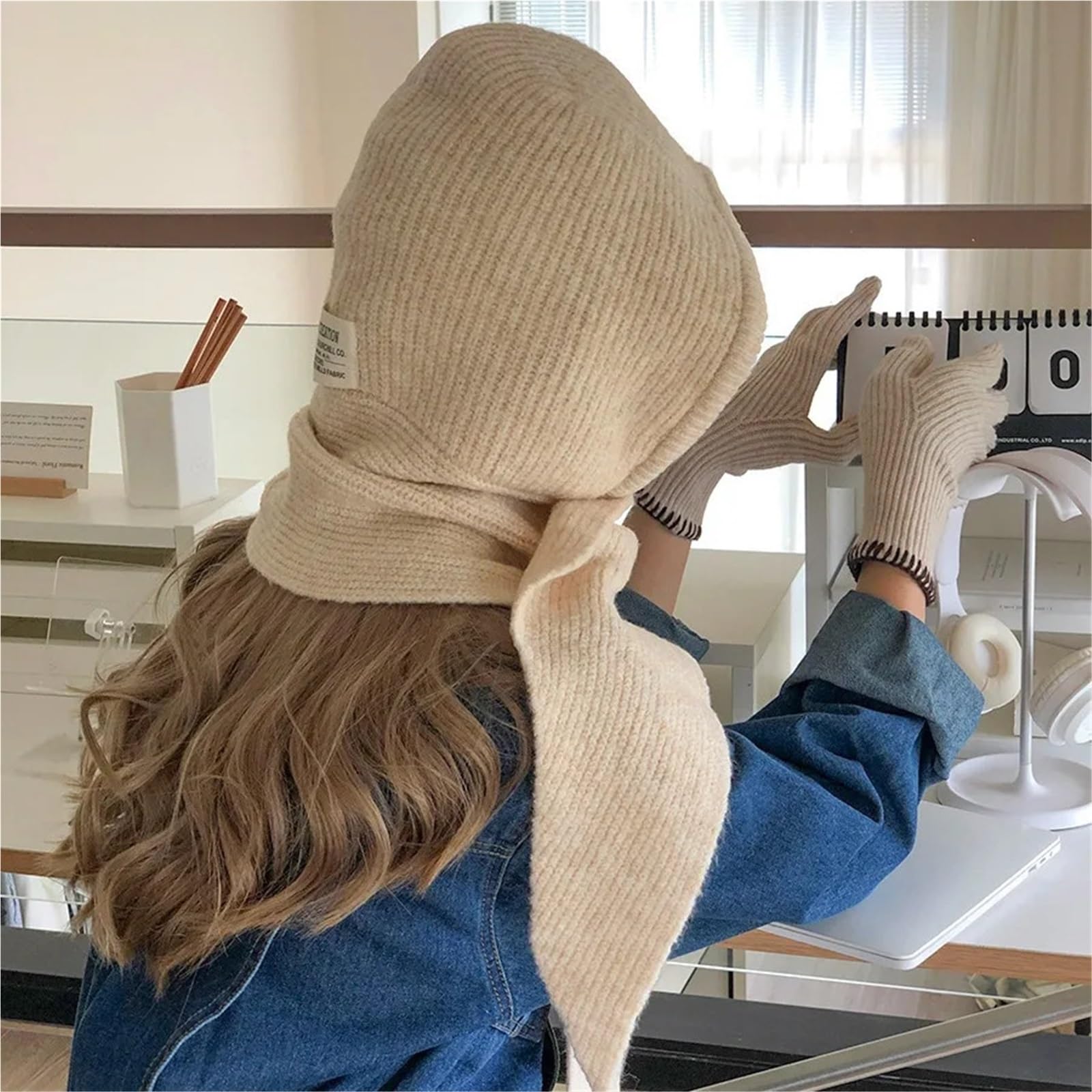 Gorro Bufanda Mujer Gorro de Lana de Punto for Hombre y Mujer, Ideal for el Invierno. Unisex, con Capucha, Cuello Alto y Bufanda for Esquiar en climas fríos.