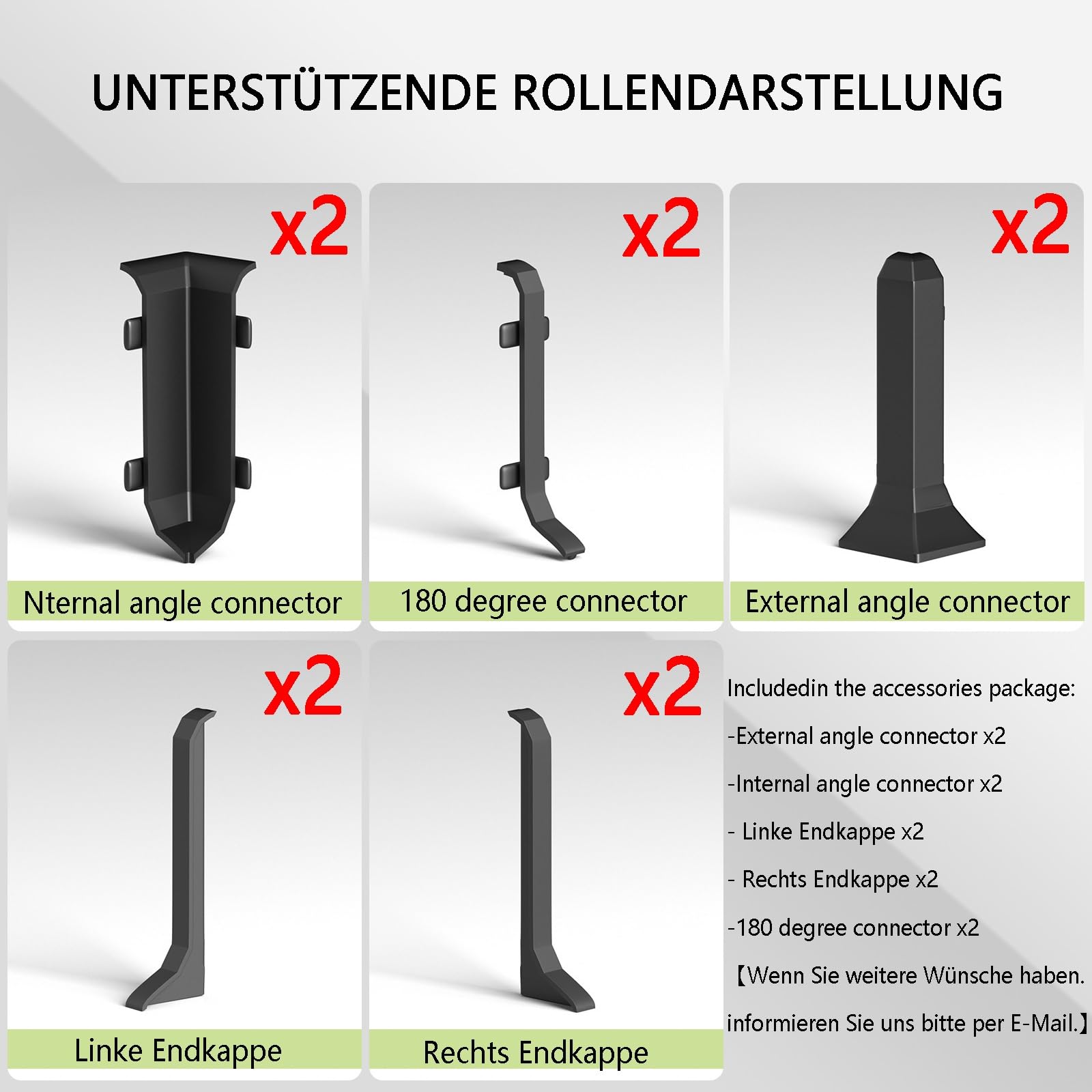 Zócalos De Aleación De Aluminio Modernos, 125cm, Juego De 4, Tiras Decorativas Elegantes Para Renovación De Interiores, Zócalos Duraderos Para Decoración Del Hogar(Option 5,Höhe: 60mm)