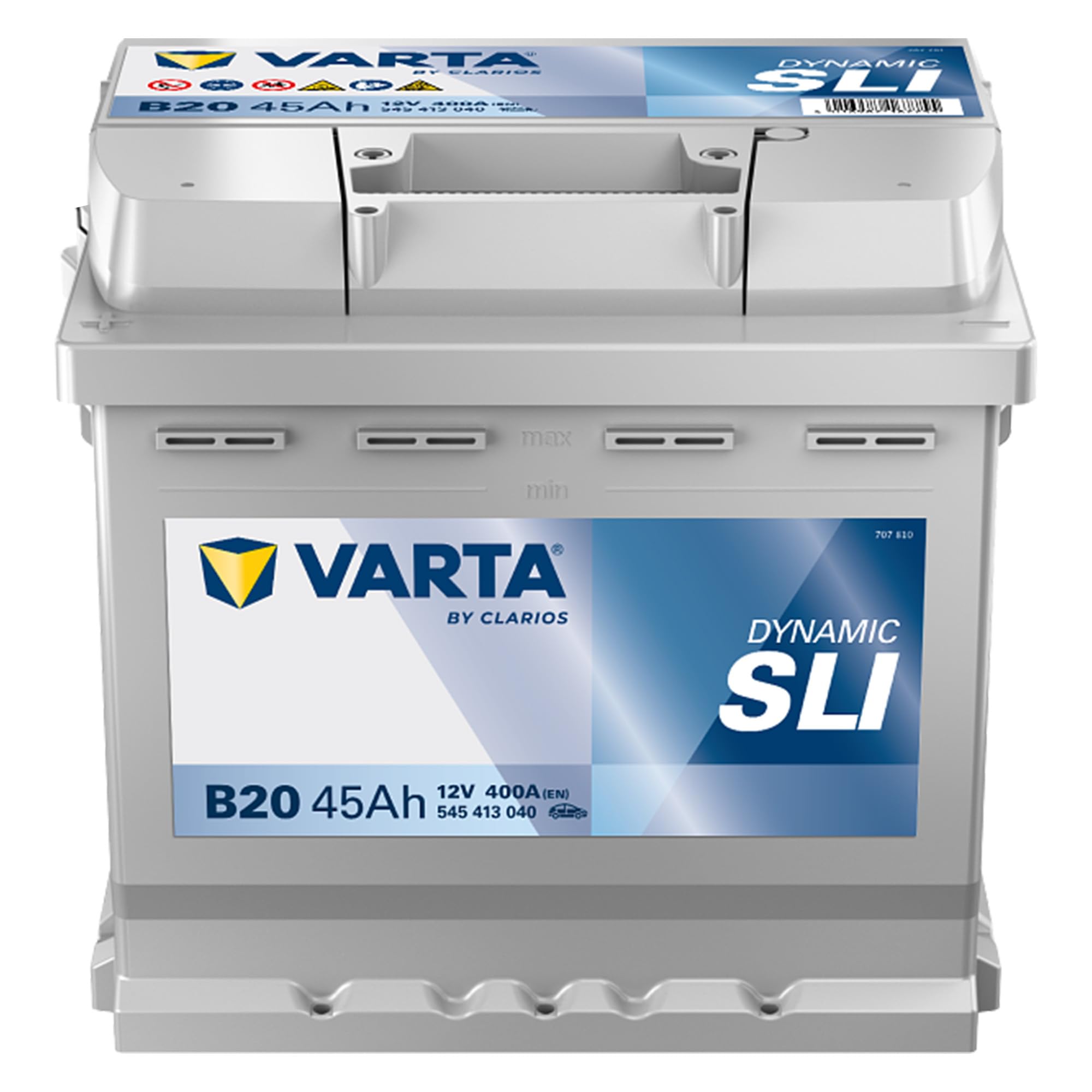 VARTA Automotive DYNAMIC SLI (B20) 12V 45Ah 400A - Nassbatterie KFZ mit Standardausstattung & ohne Start-Stopp System - Starterbatterie für einfachen Energiebedarf - Bleisäurebatterie wartungsfrei