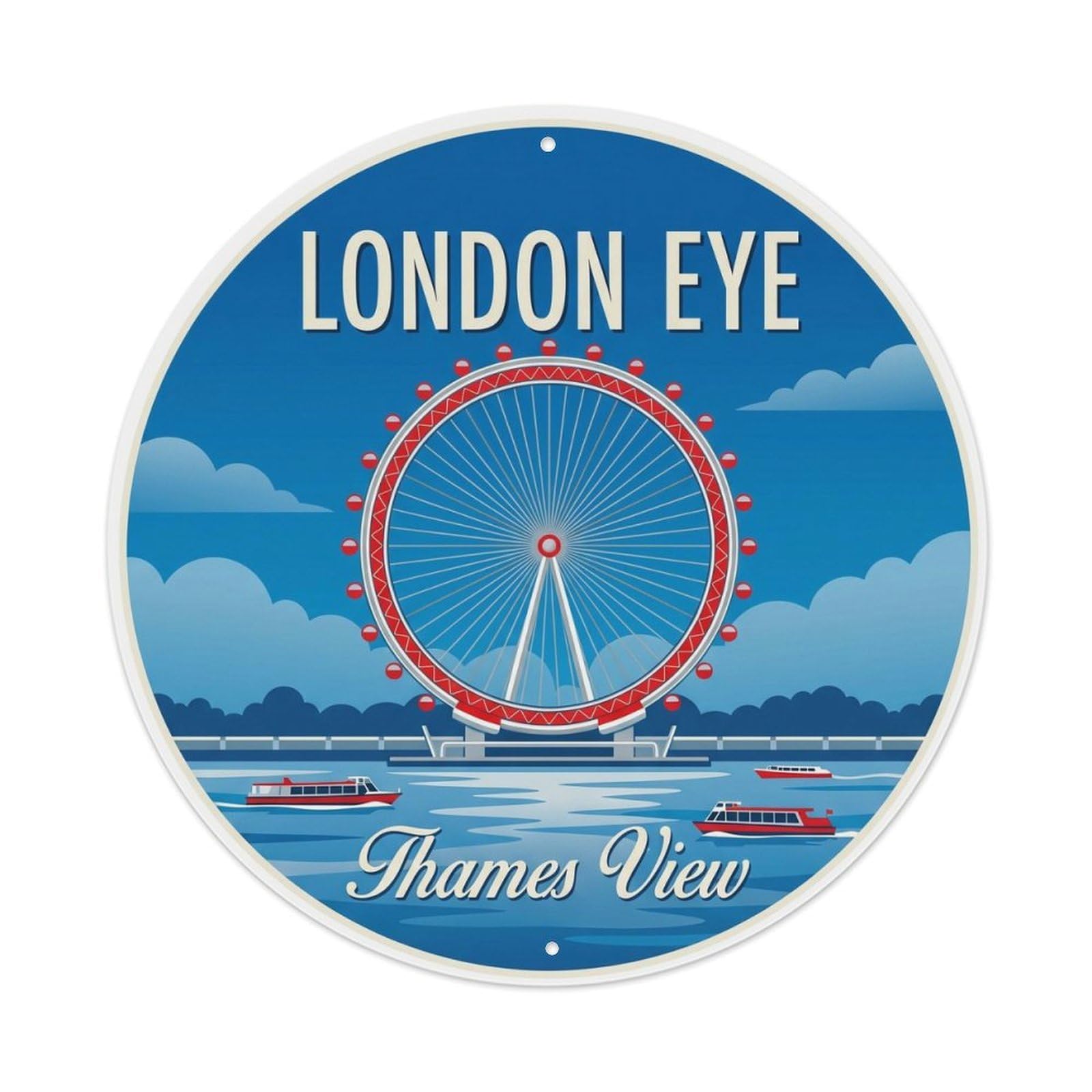 Fqnyr Style Vintage Travel London Eye River Metal Tin Sign