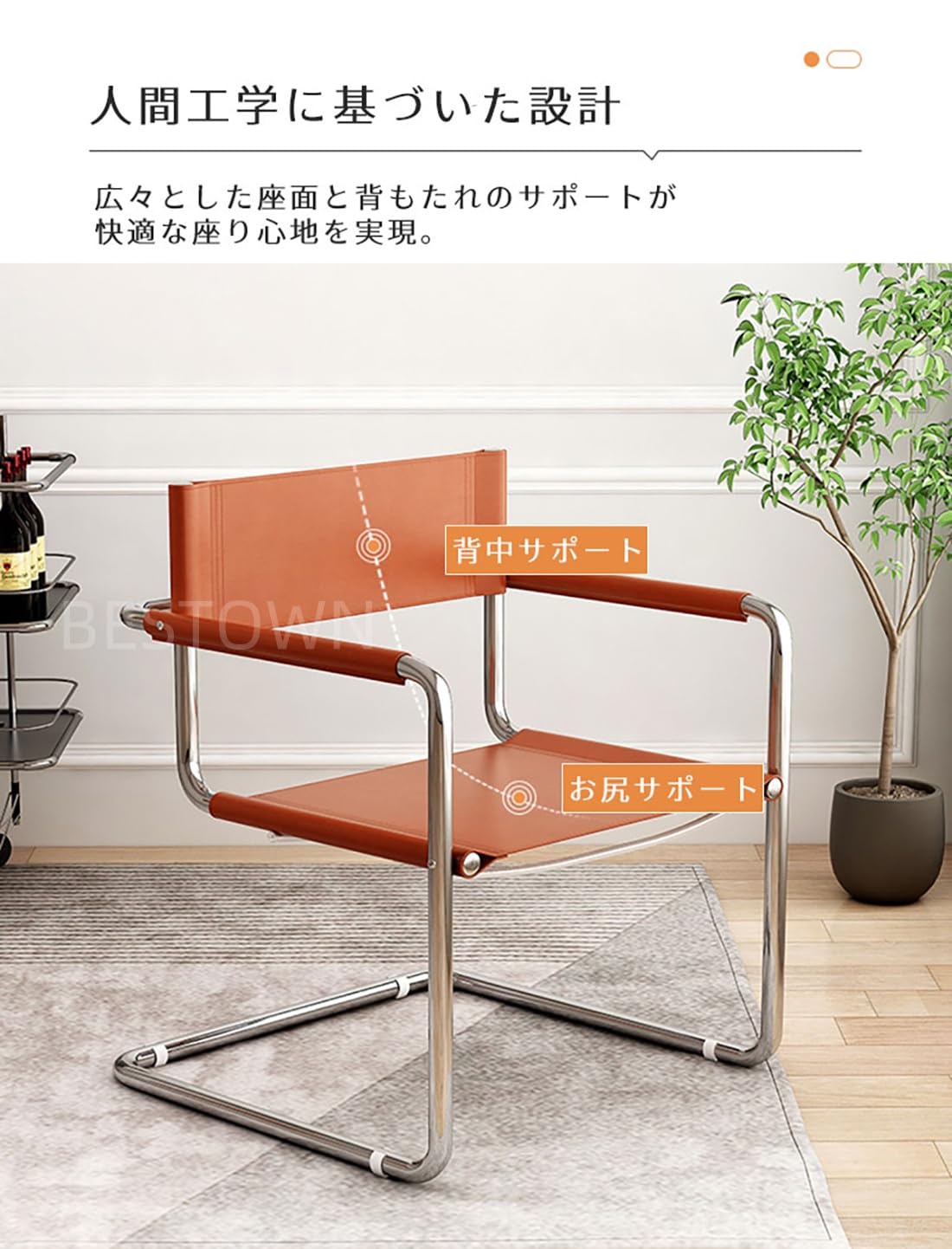 Amazon｜モダンバウハウス デザイン チェア ステンレスフレーム