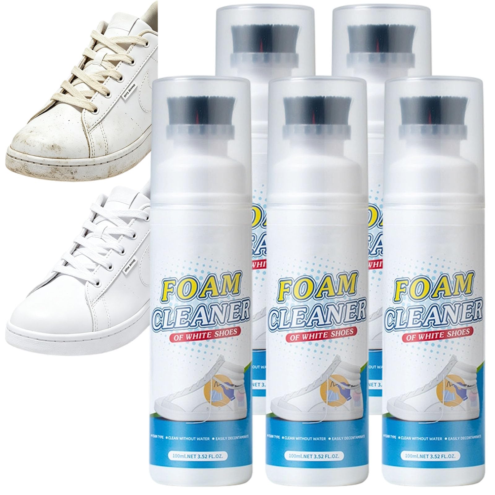 Espuma limpiadora para zapatos blancos con cepillo, quitamanchas