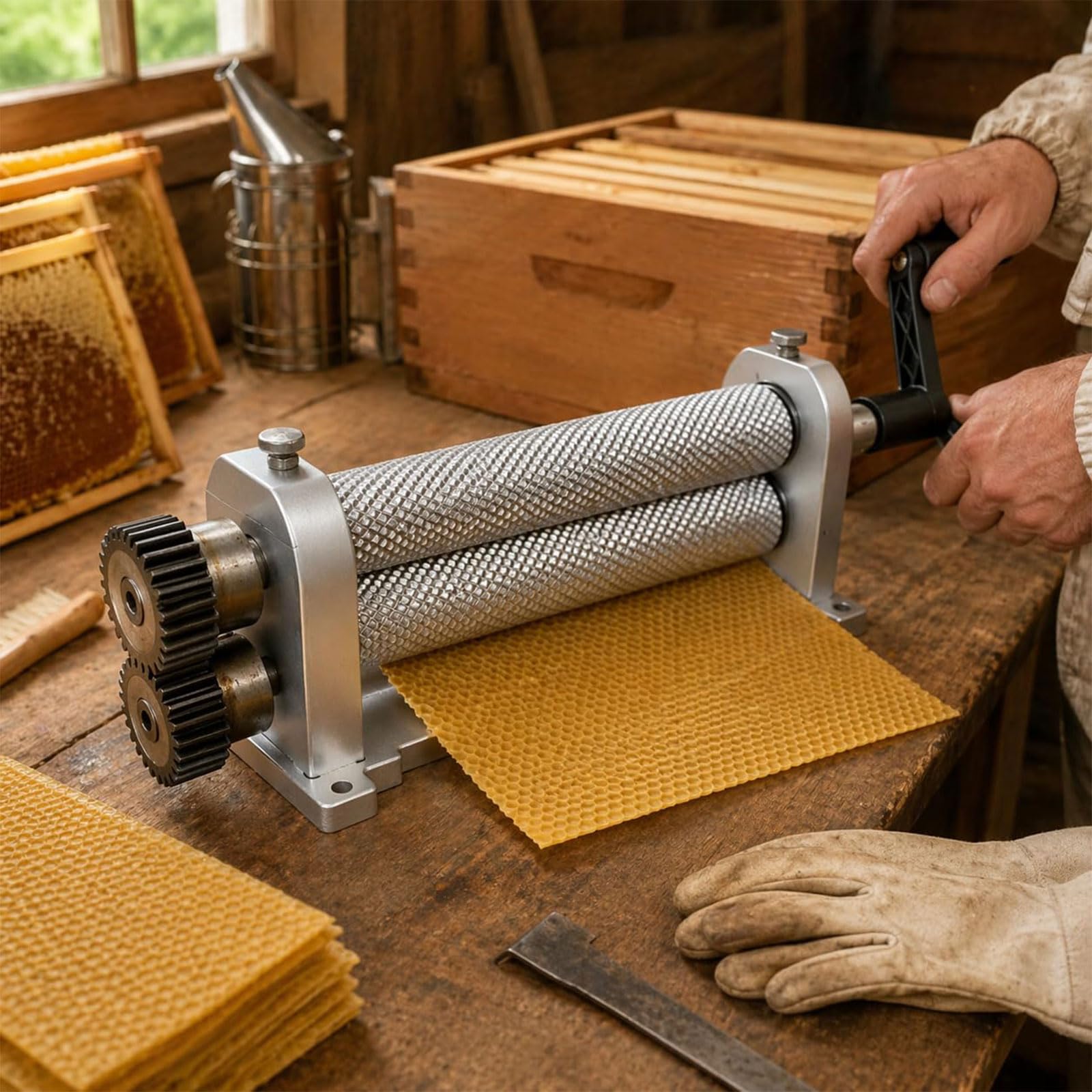 Macchina Manuale per la Produzione di telai per favi in ​​Cera d;api, Stampo per la Stampa di favi con Celle di Dimensioni Regolabili, Produzione di favi. (5.1mm)