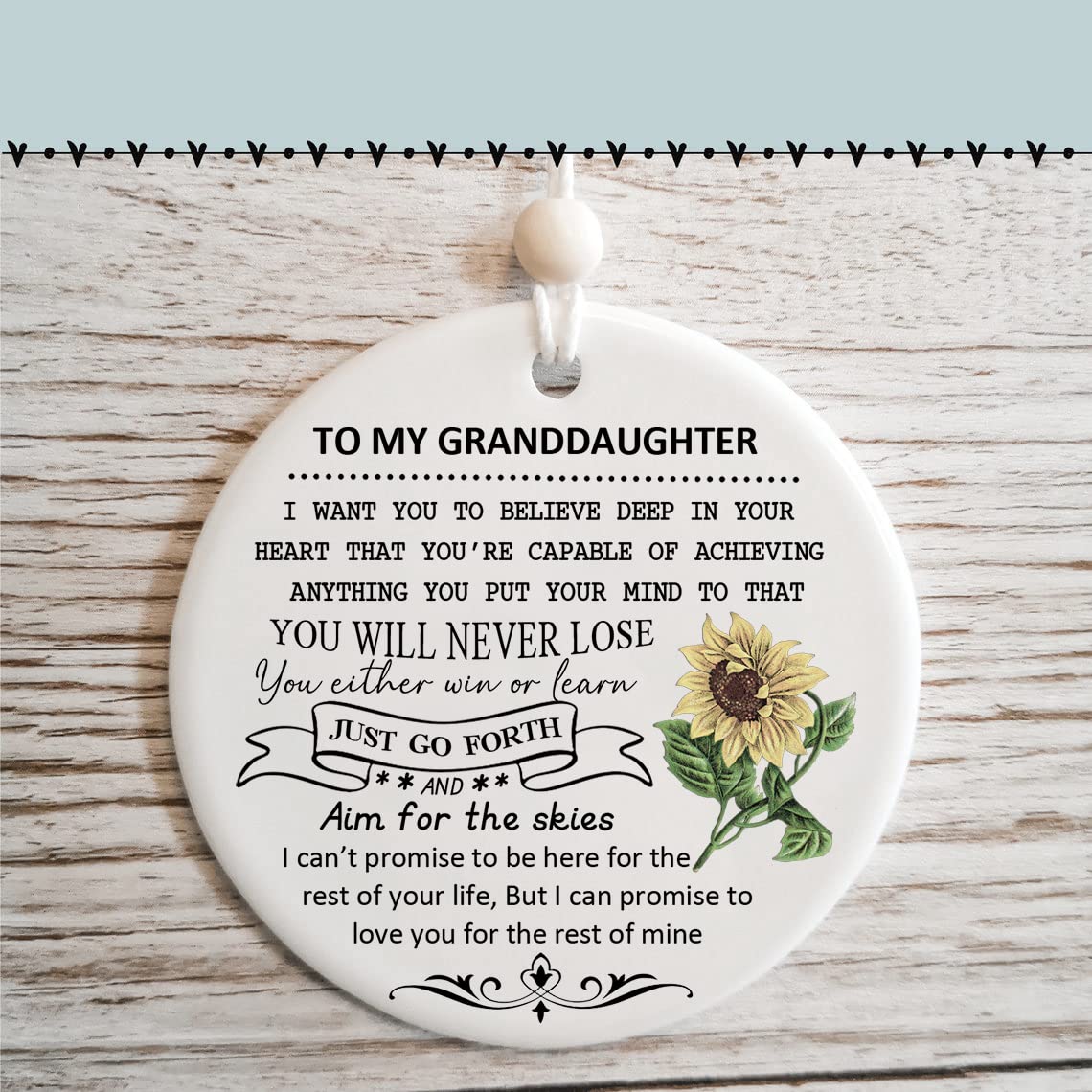 Granddaughter Christmas Ornament 2023 from Grandma or Grandpa, Grand Daughter, Sweet 16 Gifts for Granddaughter, 2.83" Round Porcelain