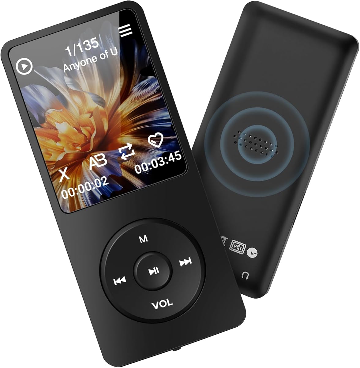 MP3 Player with Bluetooth 5.2, Portable 32GB MP3 MP4 Music Player with Speaker B2, 1.8” TFT Color Screen, Voice Recorder, Video, FM Radio, E-Book, HiFi Sound, for Sports & Travel
