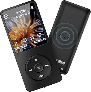 MP3 Player with Bluetooth 5.2, Portable 32GB MP3 MP4 Music Player with Speaker B2, 1.8” TFT Color Screen, Voice Recorder, Video, FM Radio, E-Book, HiFi Sound, for Sports & Travel