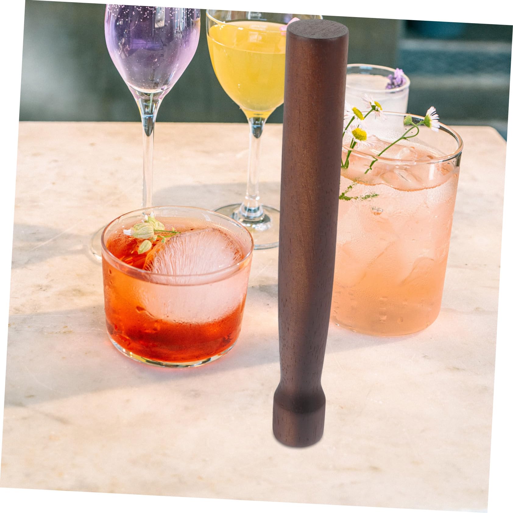 Garneck Swizzle Sticks Drinking Stirring Rod Fruit Drinks Making Tool Lemon Crushed Rod Bartender Tool Mixer for Drinks Bar Muddler Whiskey Muddler Lemon Pressing Rod Drink Mixer Wood