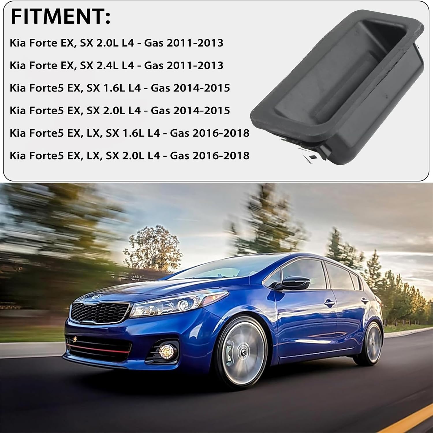 Rear Trunk Tailgate Handle Release Switch Compatible with Kia Forte 5 EX SX 2011-2018 2.0L 2.4L 1.6L Black Trunk Lid Lock Handle Button Release Switch Replace# 81260-1M500