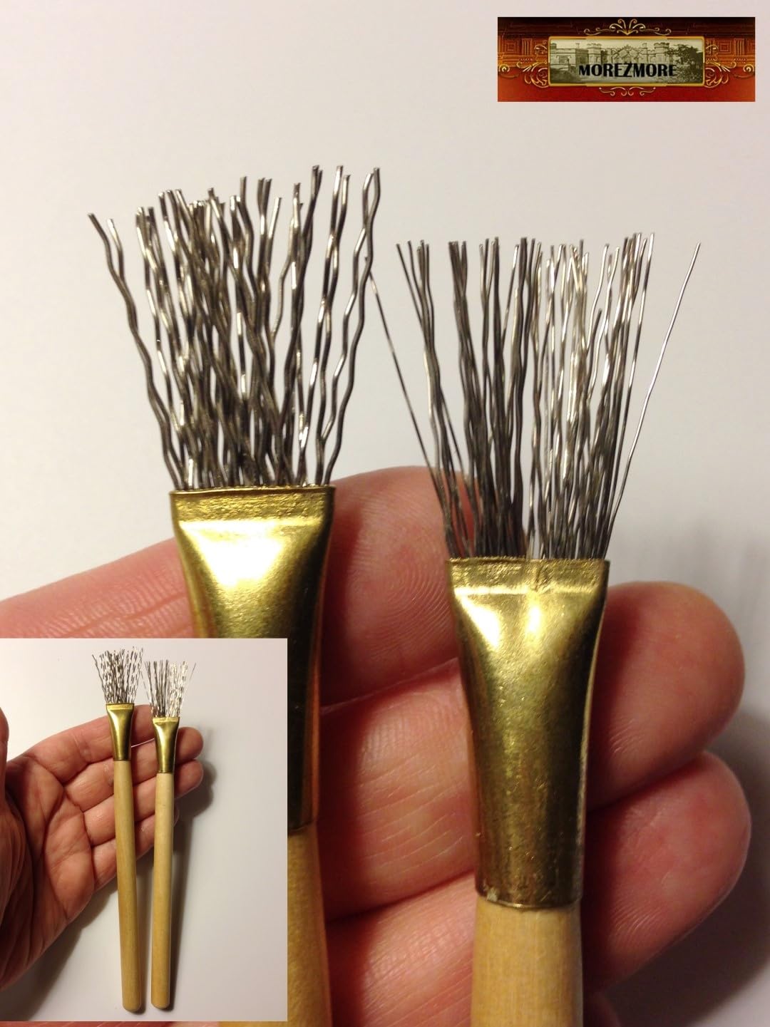 M00424 MOREZMORE 2pcs Wire Brush Clay Pottery Tool Metal Texture Hair Feather