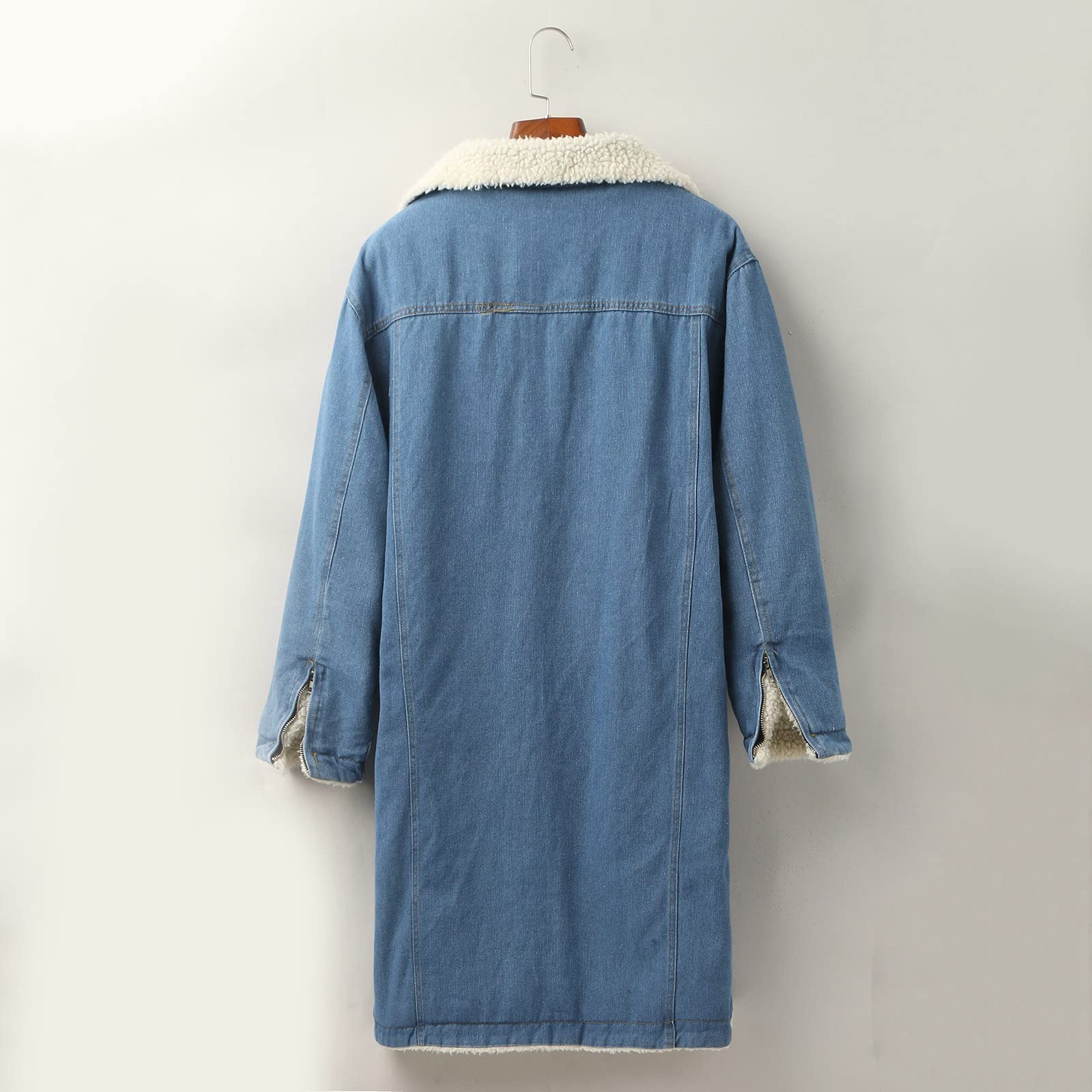 Chaqueta vaquera para mujer, chaqueta de invierno, forro polar, cuello de peluche, chaqueta de entretiempo, chaqueta cálida de mezclilla, manga larga, estilo occidental, chaqueta vaquera con