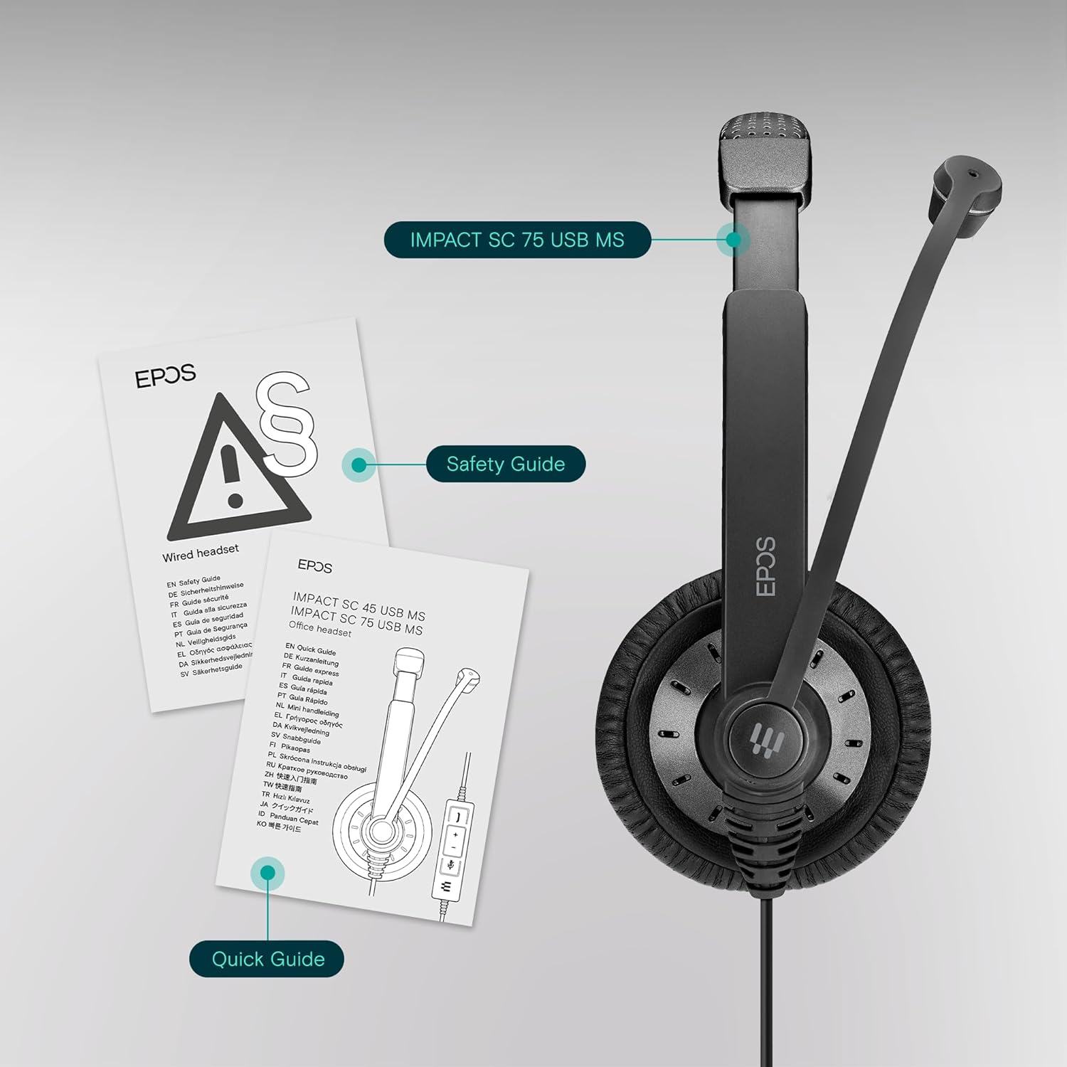 Sennheiser SC 75 USB MS (507086) - Double-Sided Business Headset | For Skype for Business, with Mobile Phone, Tablet, Softphone, and PC | HD Sound & Noise-Cancelling Microphone (Black) - Image 5