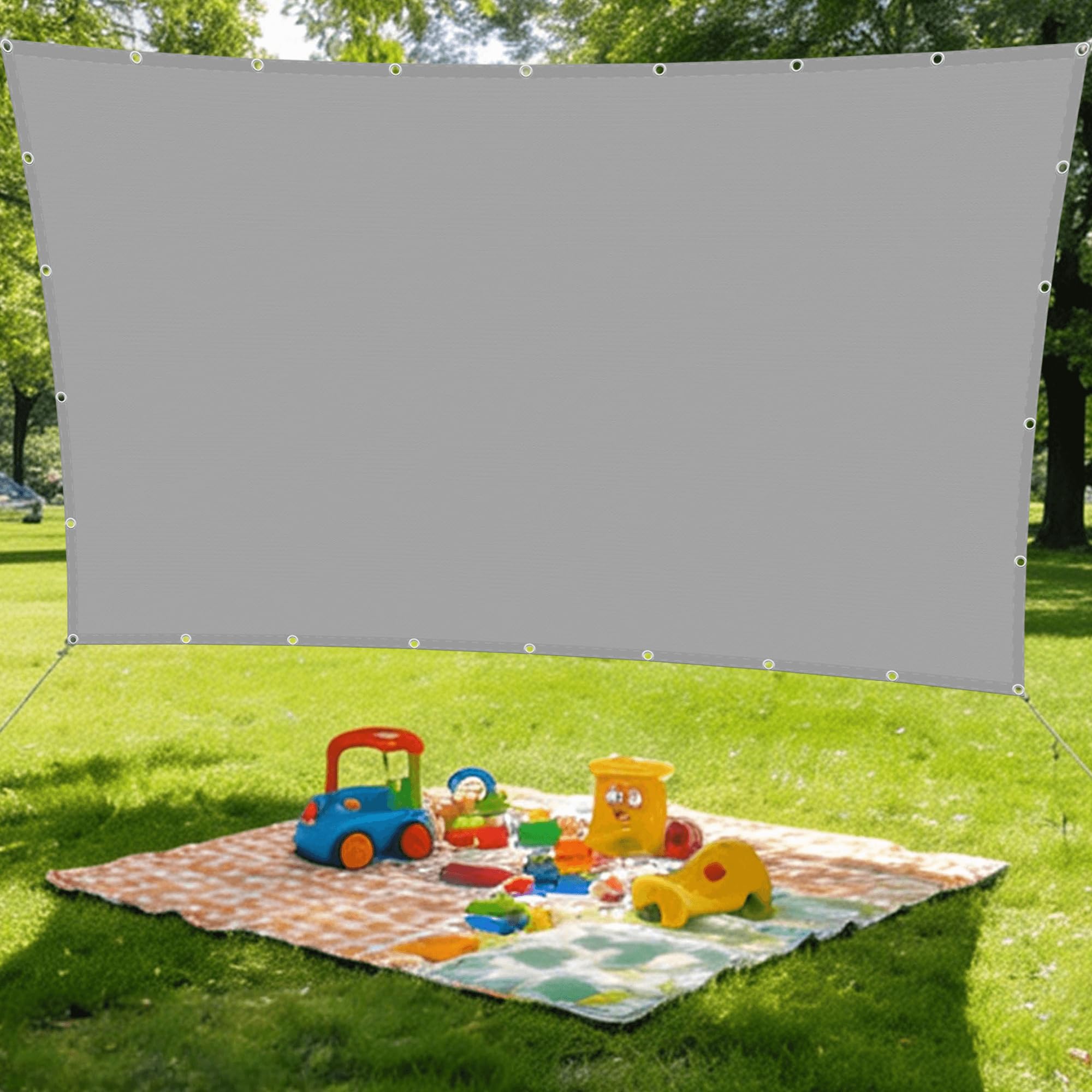 Toile d'ombrage haut de gamme 1.2x2.6m résistante aux UV gris clair