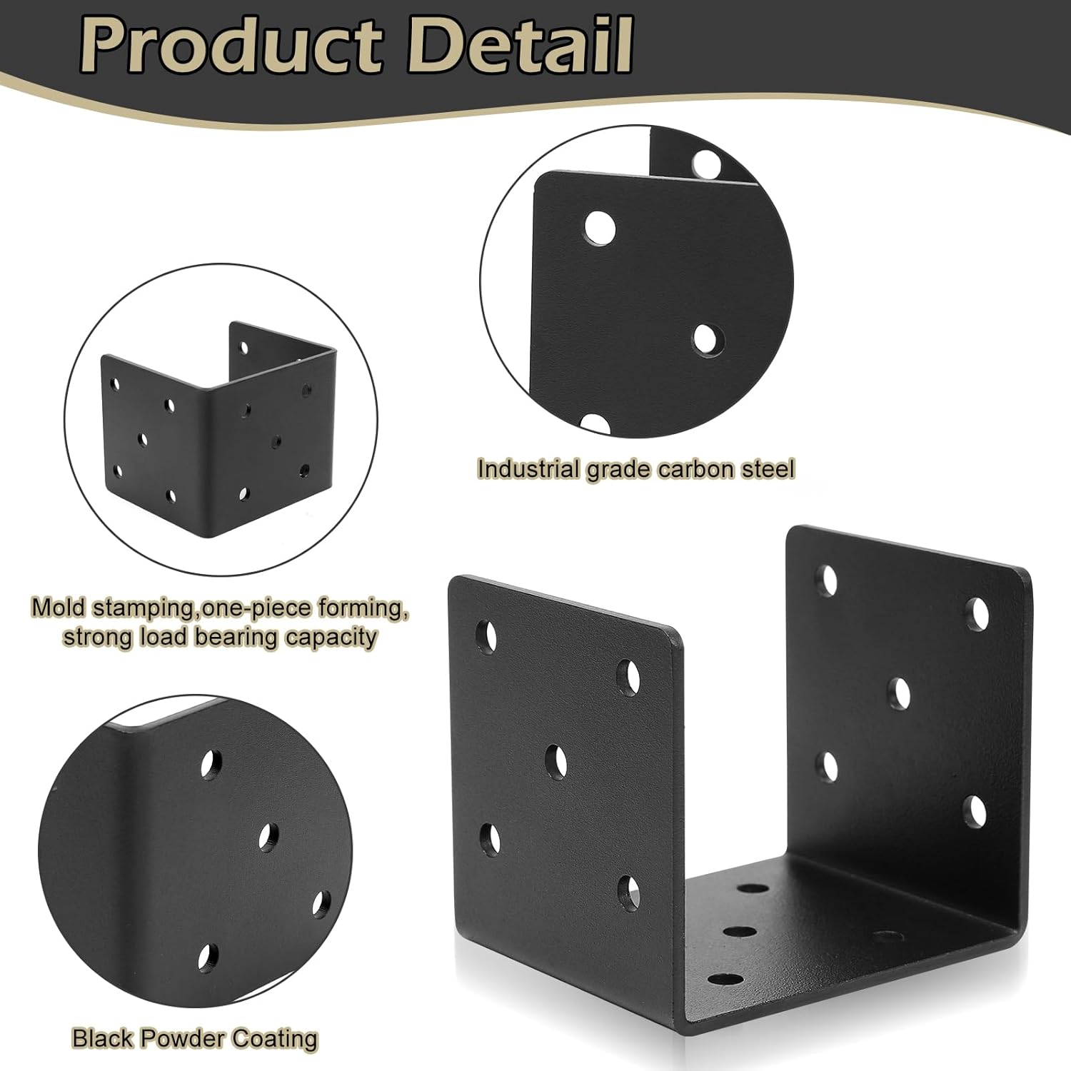 4 PCS Heavy Duty Steel Half Post Base,4x4 Post Anchor Connector,Joist Hanger Brackets Support,Roof Post Cap Tie Brackets for Wood House or Light Steel Frame