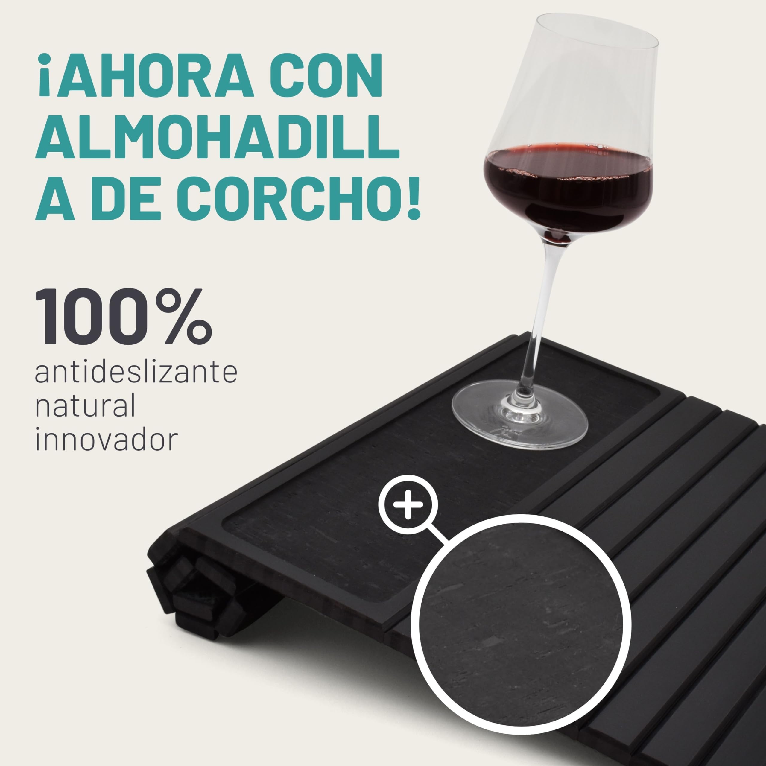 D&D Living® Bandeja para Sofá - Bandeja Flexible para Reposabrazos con Almohadilla de Corcho Antideslizante | Bandeja para Sofá de 47x34 cm, Bambú Sostenible Negro Grande