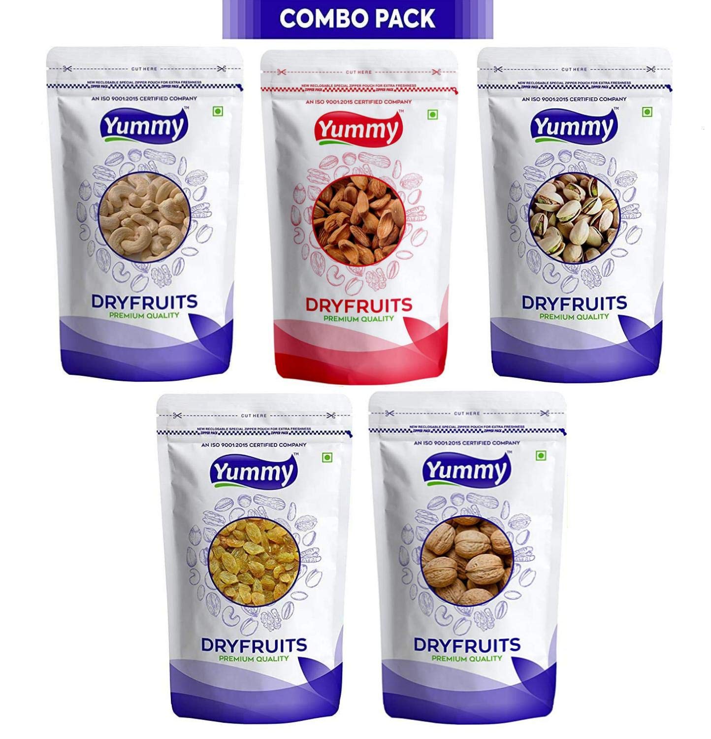 Yummy Healthy Nuts Dry Fruits Combo Loaded with Protein, Vitamins & Minerals (Combo Pack 5, 1 Kg Each) (B08CL355FF) Amazon Price History, Amazon Price Tracker