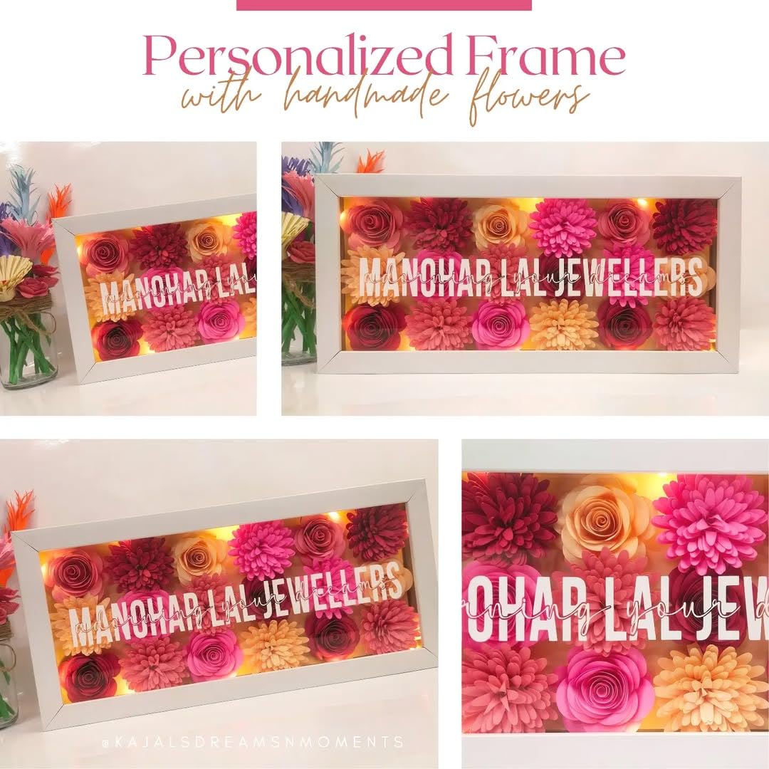 Kajal's Dreams n Moments Personalized Shadow Box Frame with Handmade 3D Flowers 1
