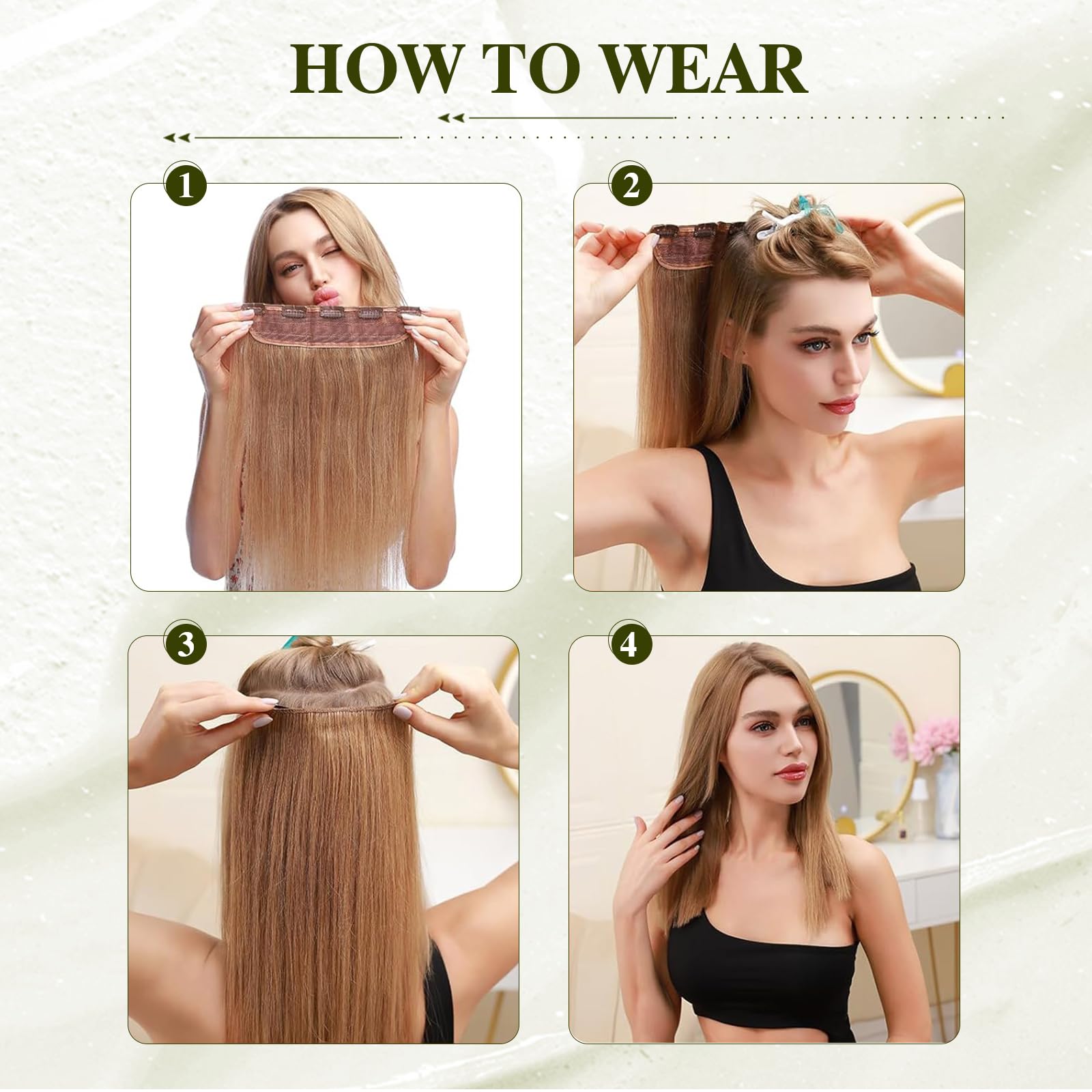 Elailite 45cm Extension Clip Capelli Veri Fascia Unica, Una Ciocca 50g #2 Marrone Scuro (Larghezza 22cm)