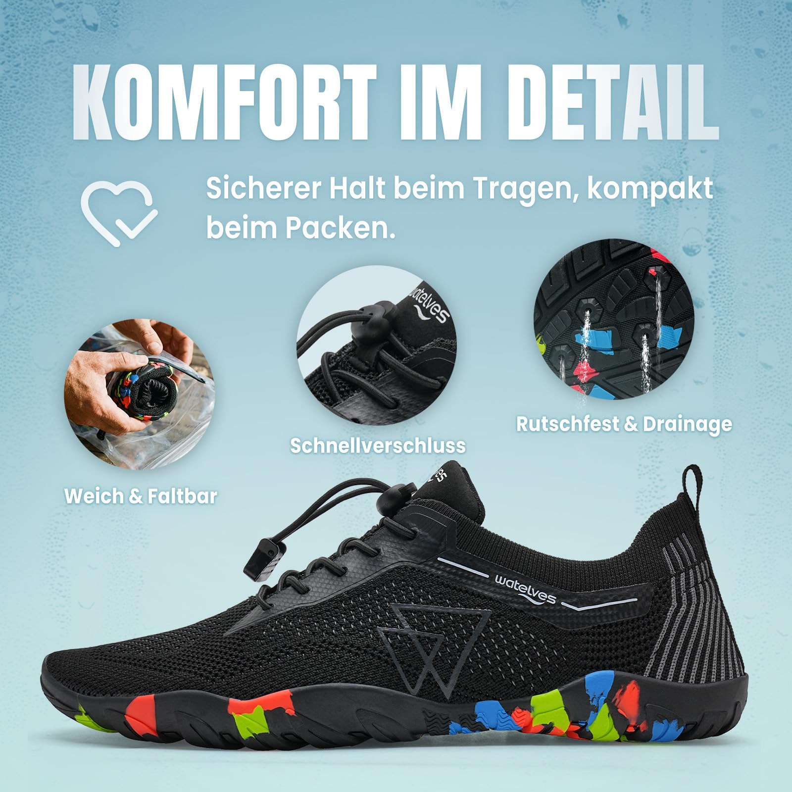 WateLves Zapatos de Agua para Hombres y Mujeres,Secado Rápido,Antideslizante,para Playa,Buceo,Surf,Deportes Acuáticos,Senderismo,Yoga,Uso Diario,Tallas 36-48 EU