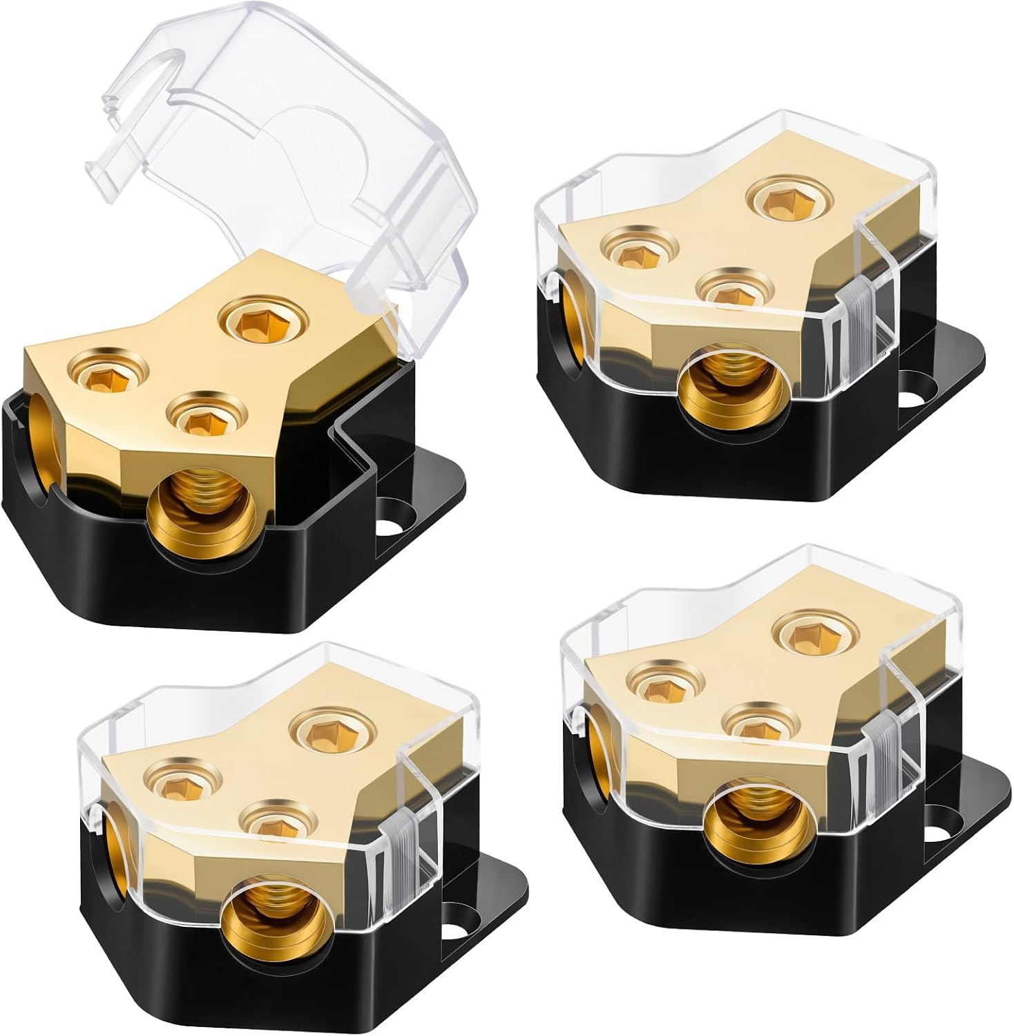 Threehoney 4 Pcs Power Distribution Block 2 Way 12V Car Audio Amp Splitter