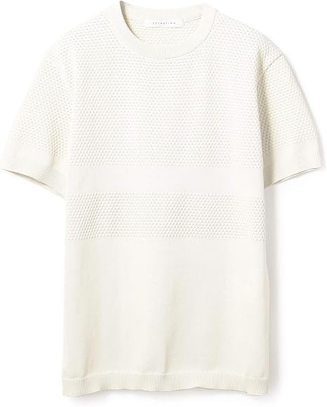 Amazon エストネーション 織り柄ボーダー半袖ニット メンズ Xl オリーブ セーター 通販