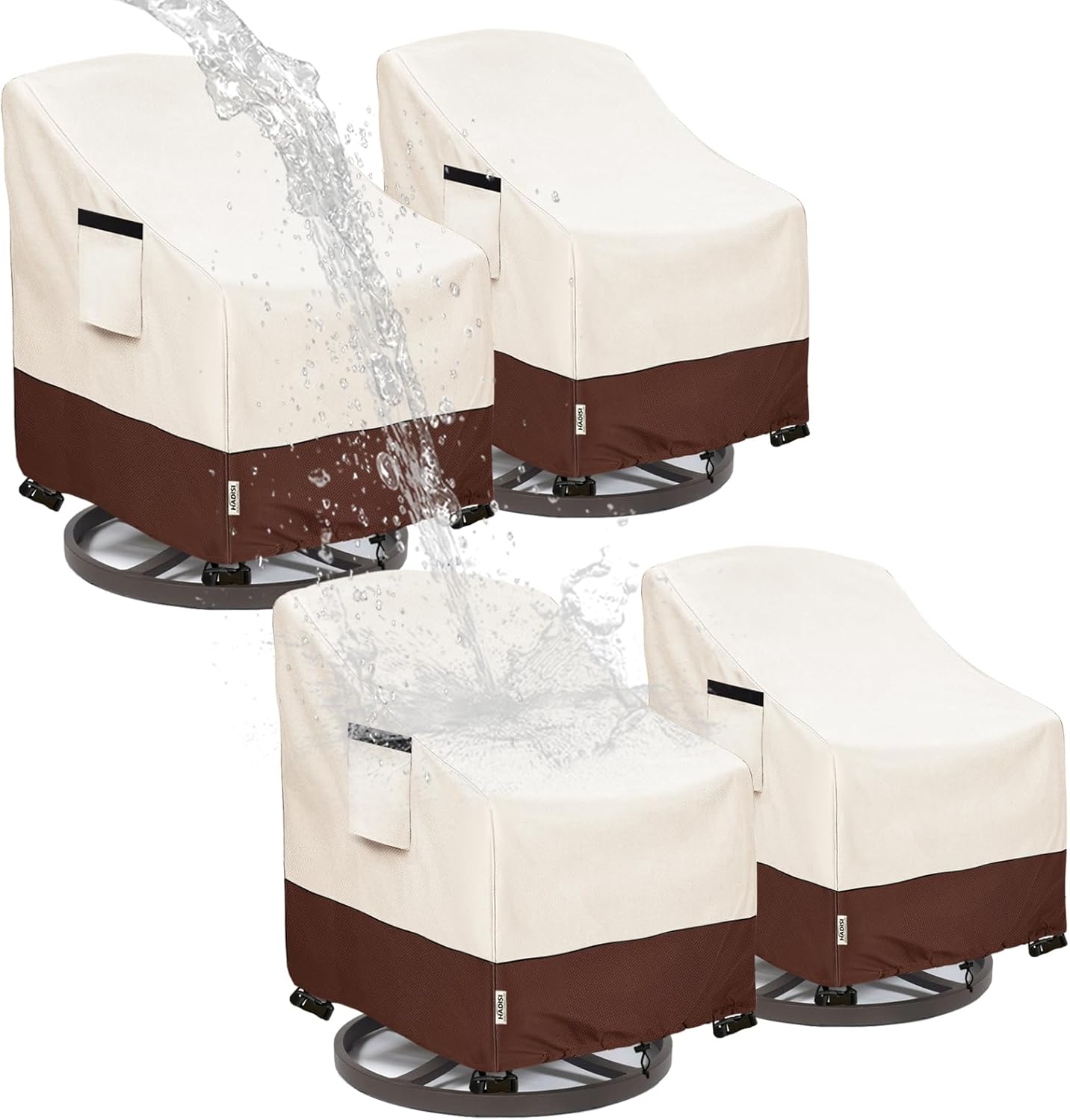Patio Swivel Chair Covers 4 Pack,Patio Chair Covers,All-Weather Heavy Duty and Waterproof Outdoor Lawn Patio Furniture Covers(33"W x35"D x36"H-Beige)