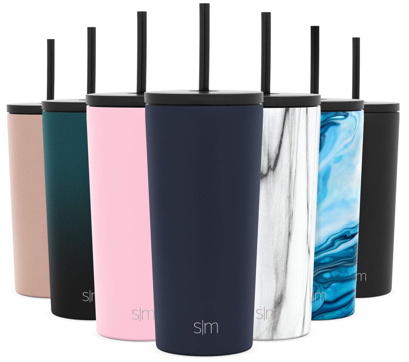 Simple Modern Insulated Tumbler with Lid and Straw | Iced Coffee Cup Reusable Stainless Steel Water Bottle Travel Mug | Spring Break Gifts For Her & Him | Classic Collection | 20oz | Deep Ocean