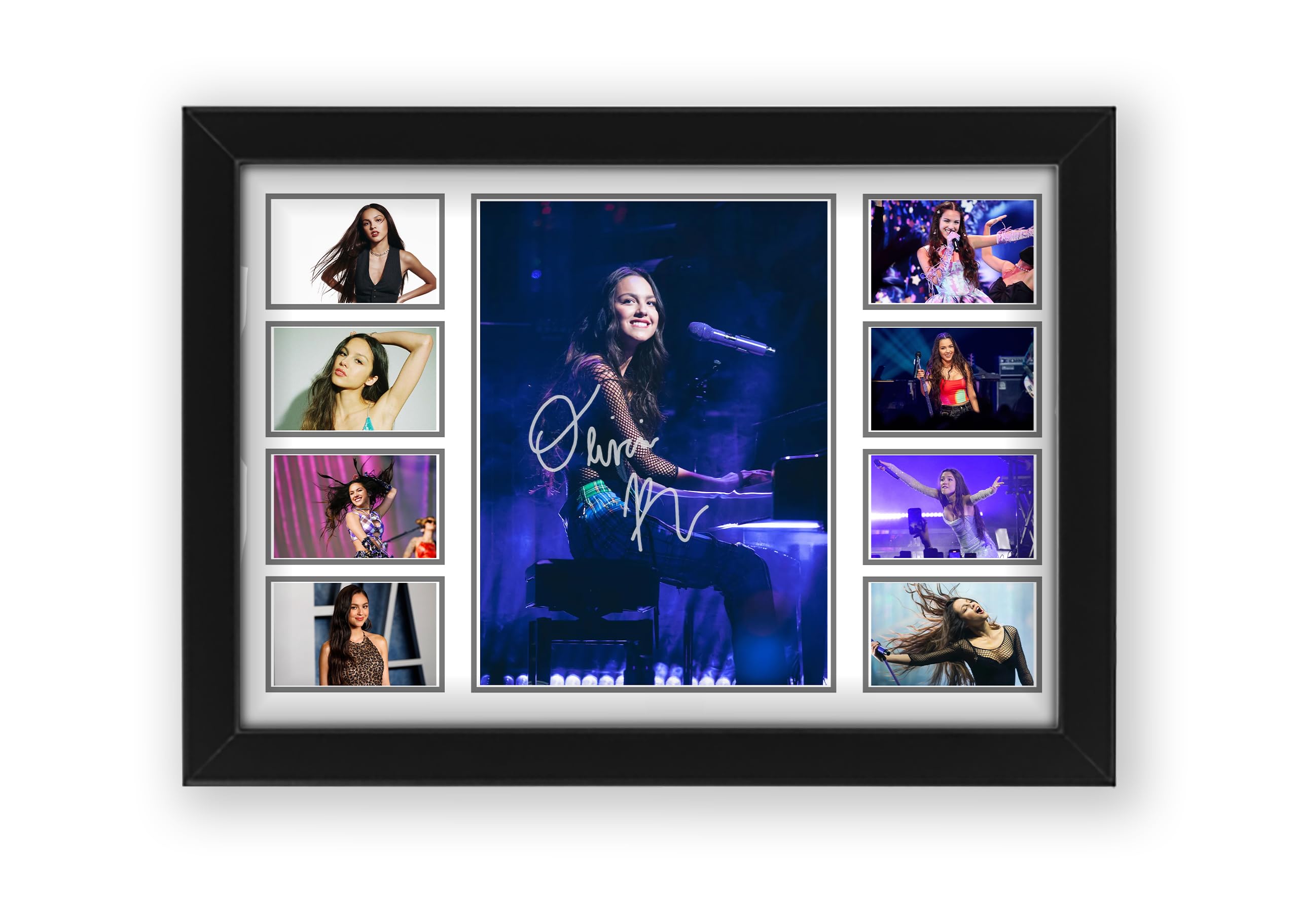 Olivia Rodrigo Signed Poster Print - Autograph Collage For The Music Fan (Framed, A4 (30x21cm))