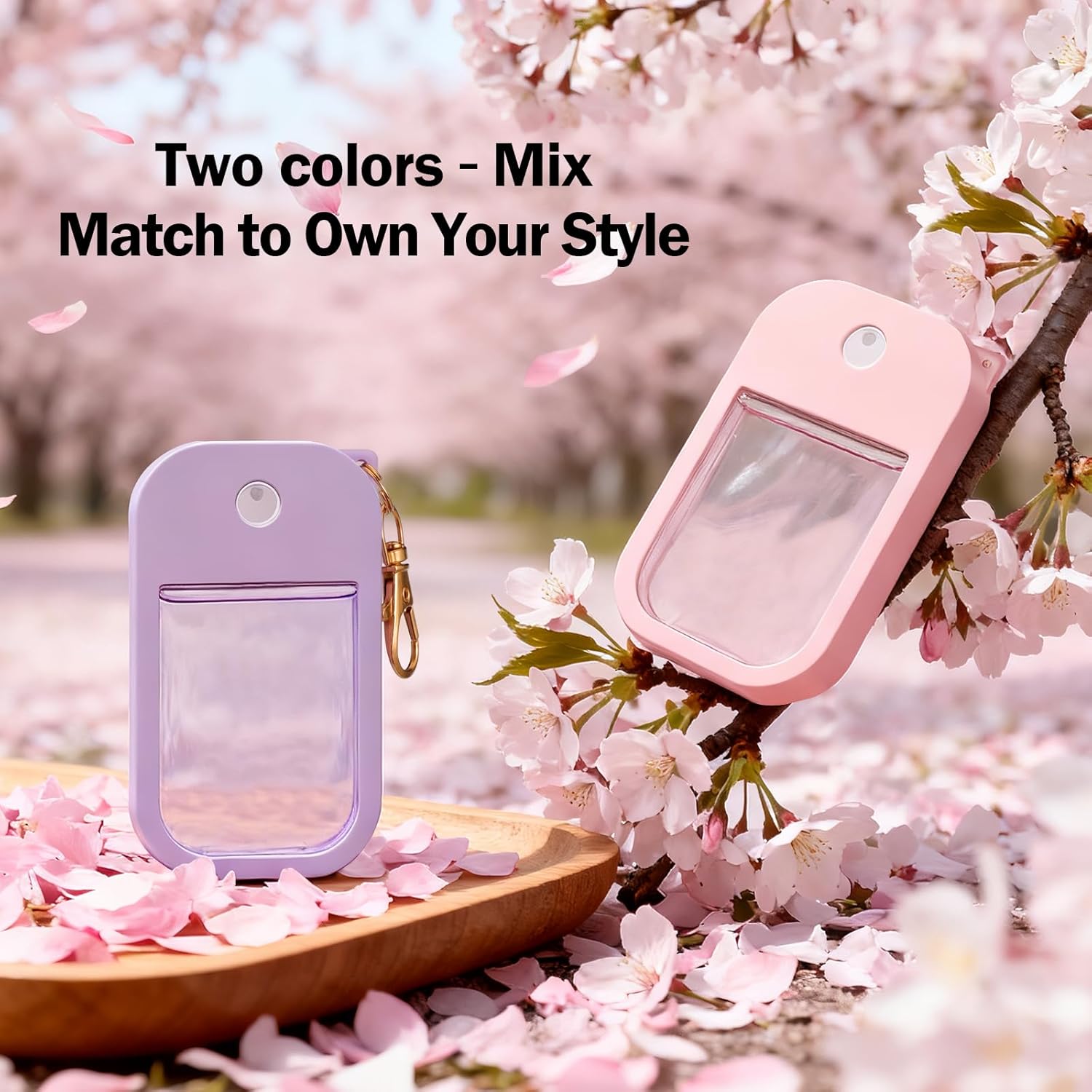 2 Pack Silicone Case for Touchland Hand Sanitizer Spray 1 FL OZ/30 mL, Purple & Pink Portable with Keychain, Protective Cover Compatible with Touchland - Image 6