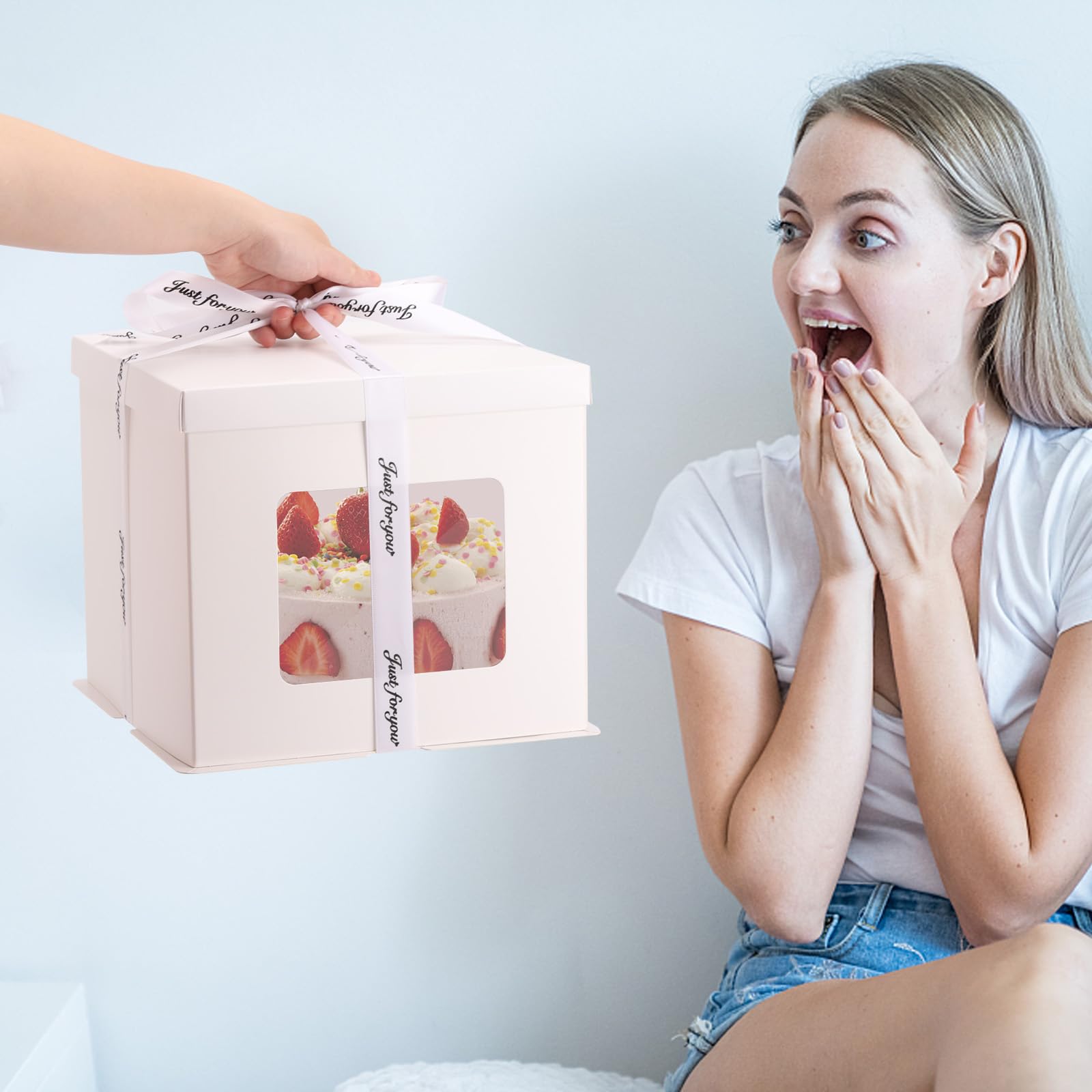 BAKELUV 25 Stück Weiße Kuchenboxen Mit Fenster 25,4 X 25,4 X 6,3 Cm – Für 22,9 Cm Kuchen, Aus Lebensmittelechtem Karton