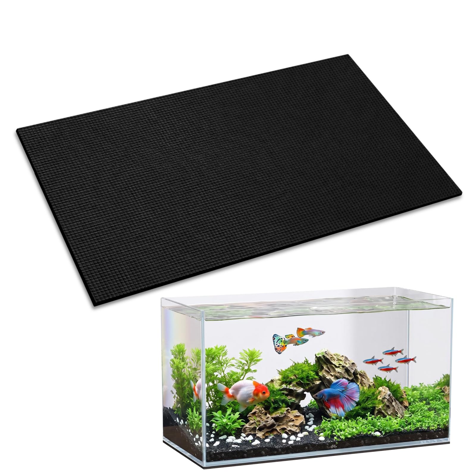 ZXCBW Aquarium Mat 38x60cm, Aquarium Leveling Mat 6mm Thick Black