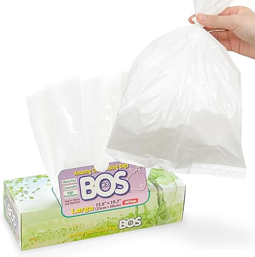 BOS Increíbles bolsas desechables con sellado de olores para pañales, bolsas de ostomía, residuos de mascotas o cualquier producto sanitario,
