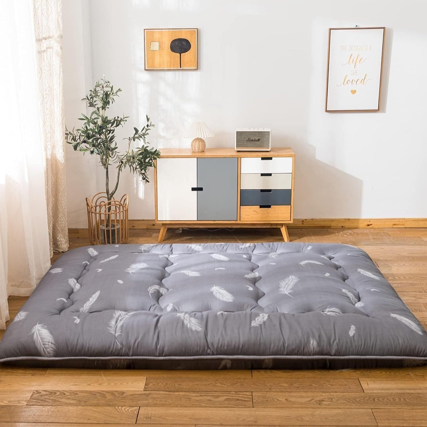 10 cm Materasso Futon Spesso-Materasso Pieghevole Spesso E Morbido, Shiatsu, Yoga, Student Dormitory Tatami, Grigio(Gray,90x190cm)