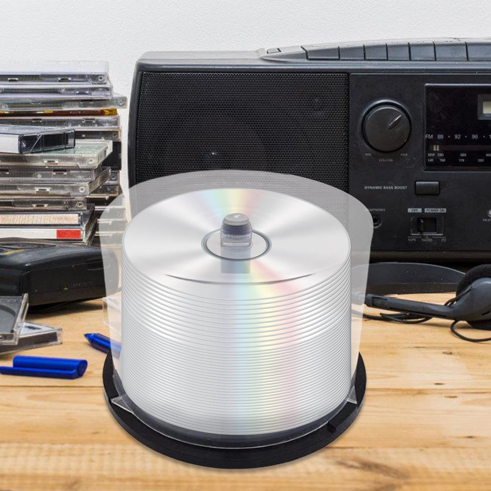 Boîtes à gâteaux DVD vides, seau de rangement vide avec broche noire | Support DVD, capacité de 50 disques pour disques ou Blu-Ray