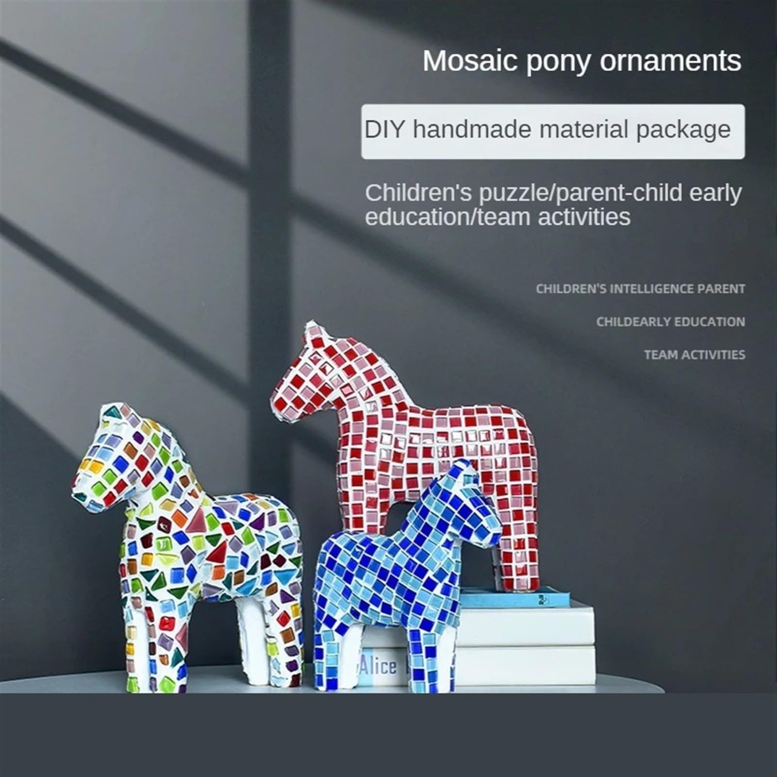 Teselas Para Mosaicos Paquete de Material de arte cerámico de mosaico, artesanías creativas de modelado de Pony, azulejos, decoración de habitación(1 cm Mosaic horse C)