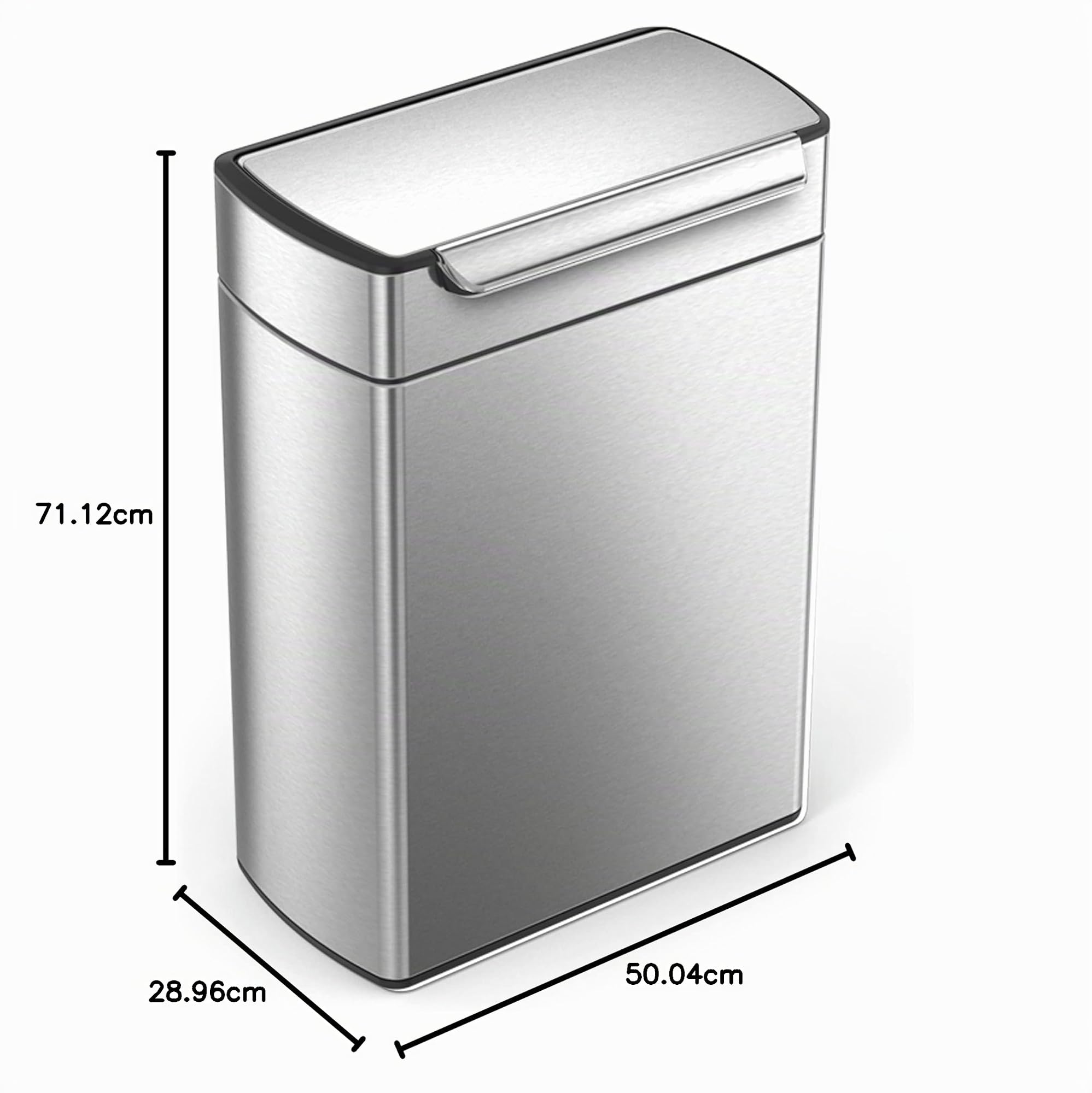 Simplehuman CW2018 poubelle de recyclage touch-bar acier inoxydable brossé 48 litres