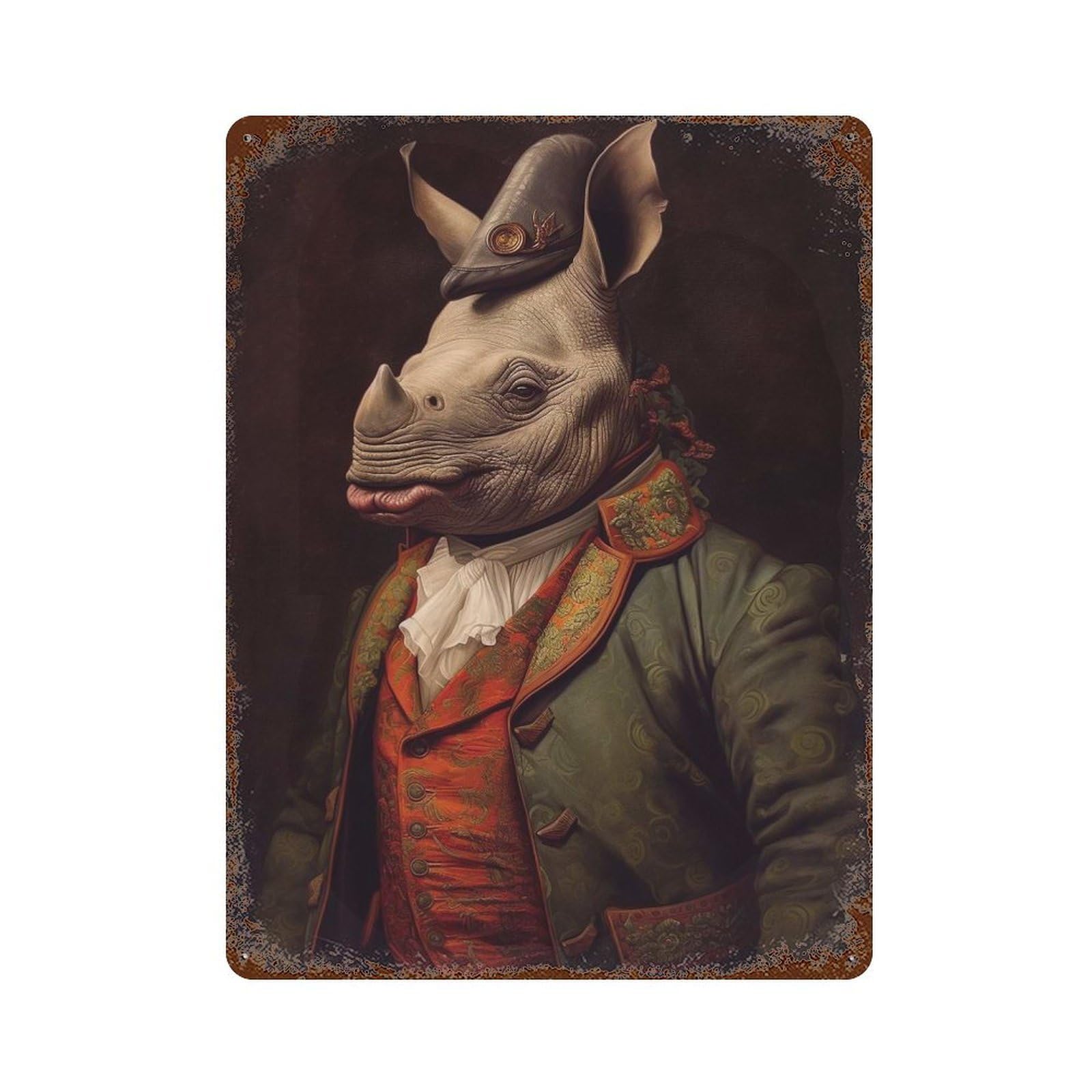 Rhino Decorative Tin Sign 15.7"x11.8", Retro Wall Decor for Basement, Hobby Room And Garage Decor