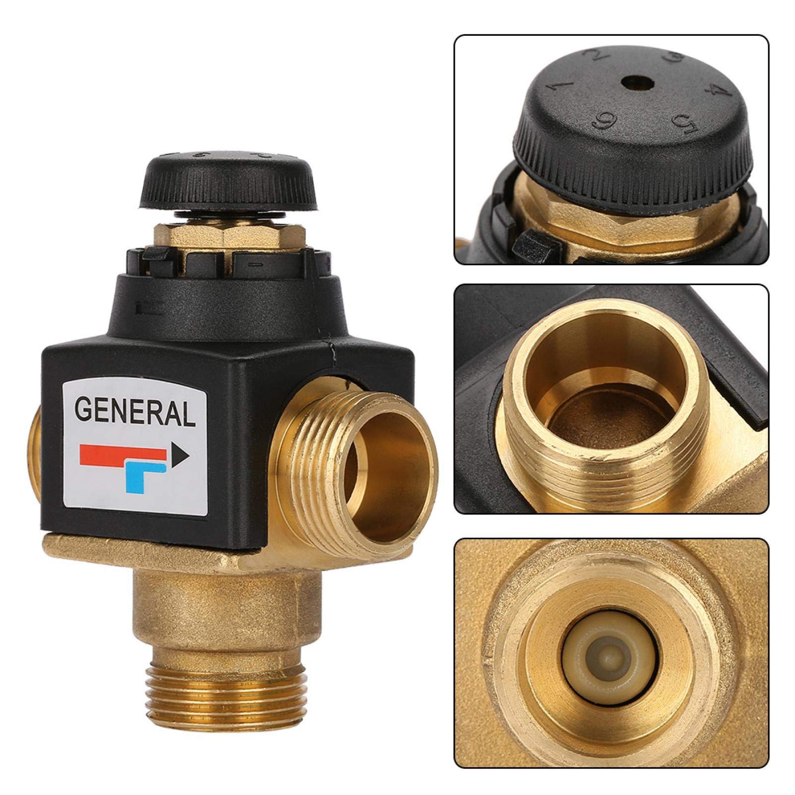 Vanne De Mélange D'eau Thermostatique, Vanne Mitigeur Thermostatique, 3 Voies DN20 Vanne Thermostatique Vanne De Mitigeur De Douche Vanne De Contrôle De Température De L'eau Pour Chauffe Eau Solaire