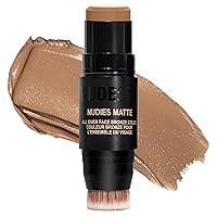 Vista 17 de Nudestix Nudies Bronze All Over Matte Bronzing Stick – 3-in-1 Cream Bronzer for Cheeks, Eyes & Lips with Built-In Brush Natural Contour & Sunkissed